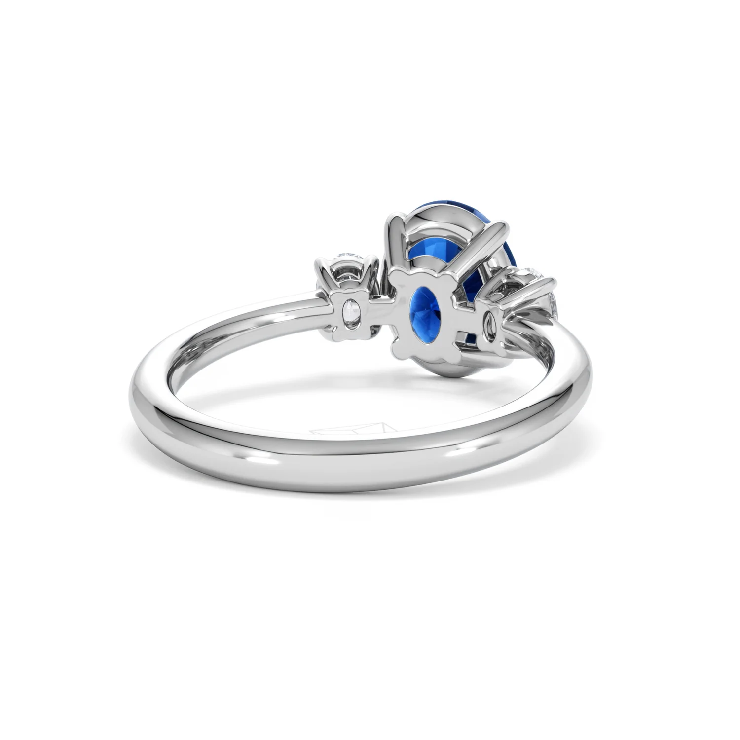 Solene 2.00ct Oval Cut Lab Sapphire and Lab Diamond  3 Stone Engament Ring in 18K White Gold - Image 44