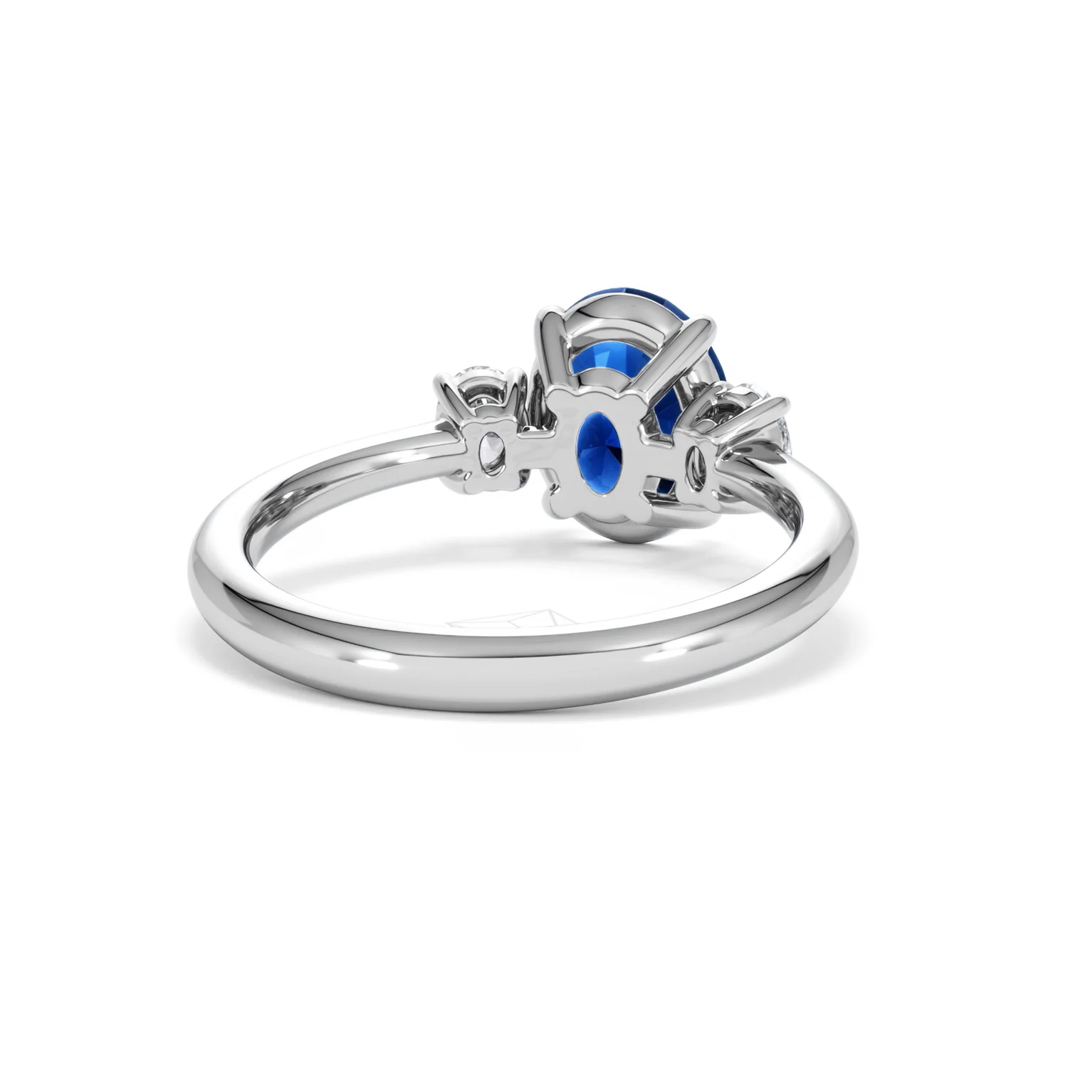 Solene 2.00ct Oval Cut Lab Sapphire and Lab Diamond  3 Stone Engament Ring in 18K White Gold - Image 45