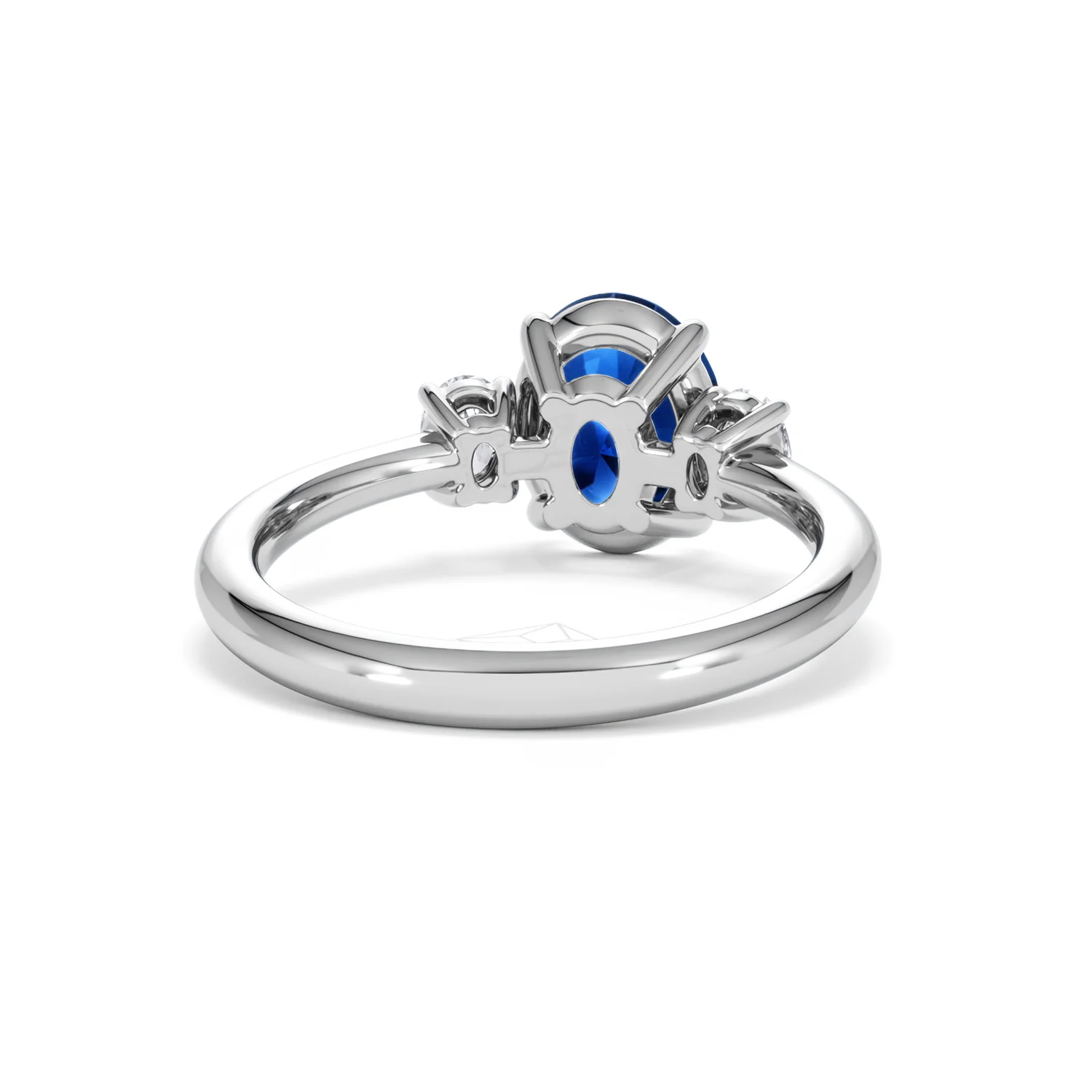 Solene 2.00ct Oval Cut Lab Sapphire and Lab Diamond  3 Stone Engament Ring in 18K White Gold - Image 46