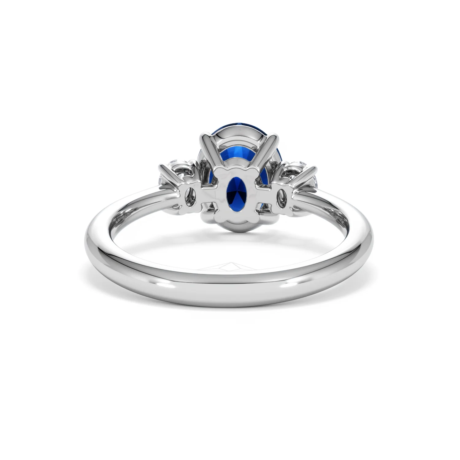 Solene 2.00ct Oval Cut Lab Sapphire and Lab Diamond  3 Stone Engament Ring in 18K White Gold - Image 48