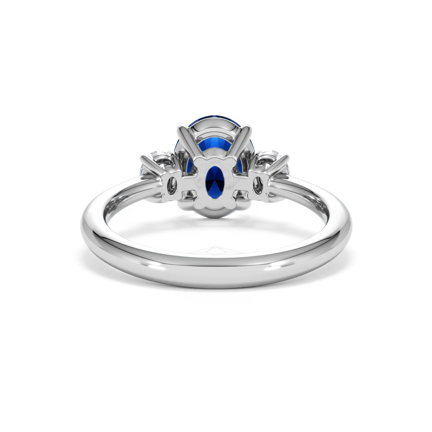 Solene 2.00ct Oval Cut Lab Sapphire and Lab Diamond  3 Stone Engament Ring in 18K White Gold - Image 49