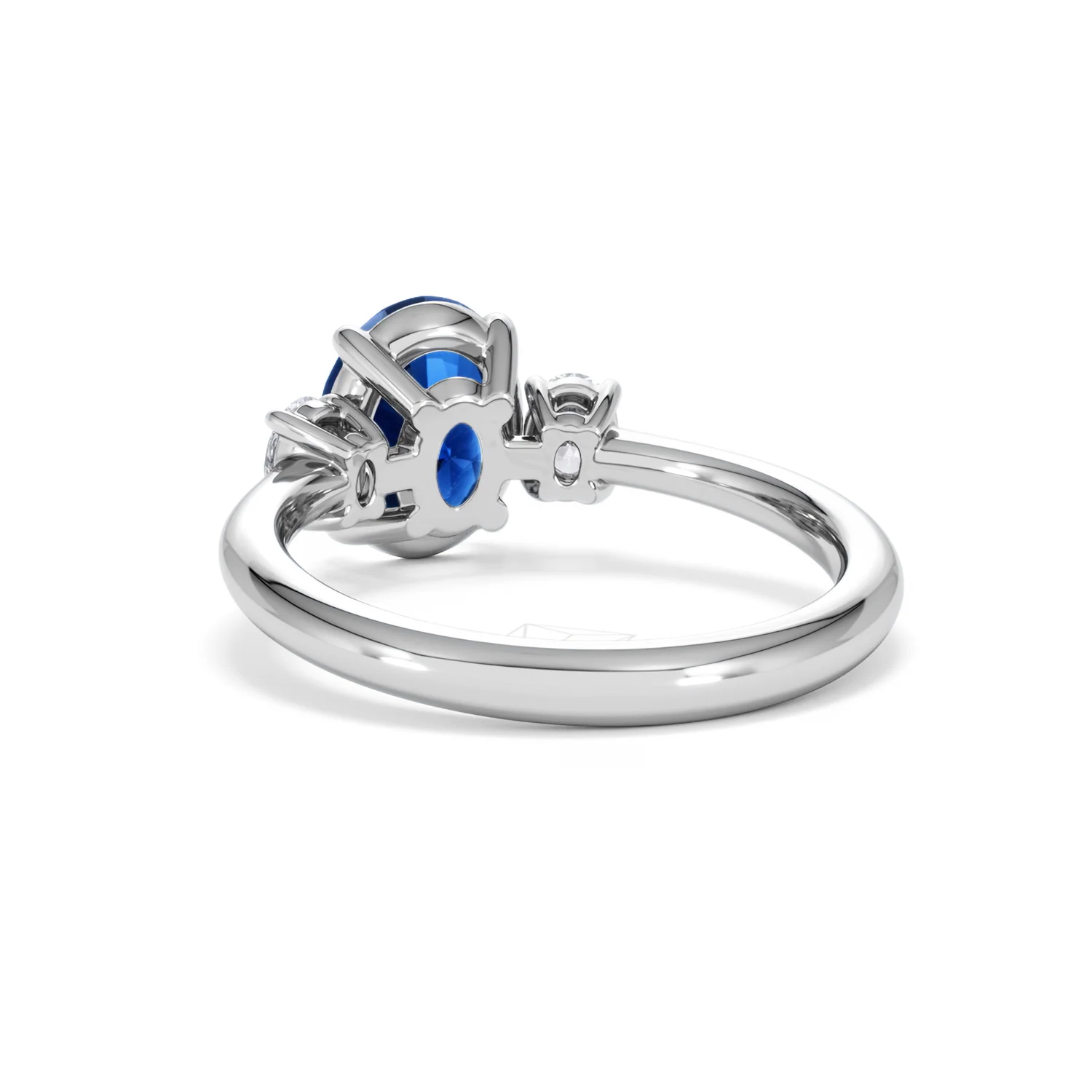 Solene 2.00ct Oval Cut Lab Sapphire and Lab Diamond  3 Stone Engament Ring in 18K White Gold - Image 54
