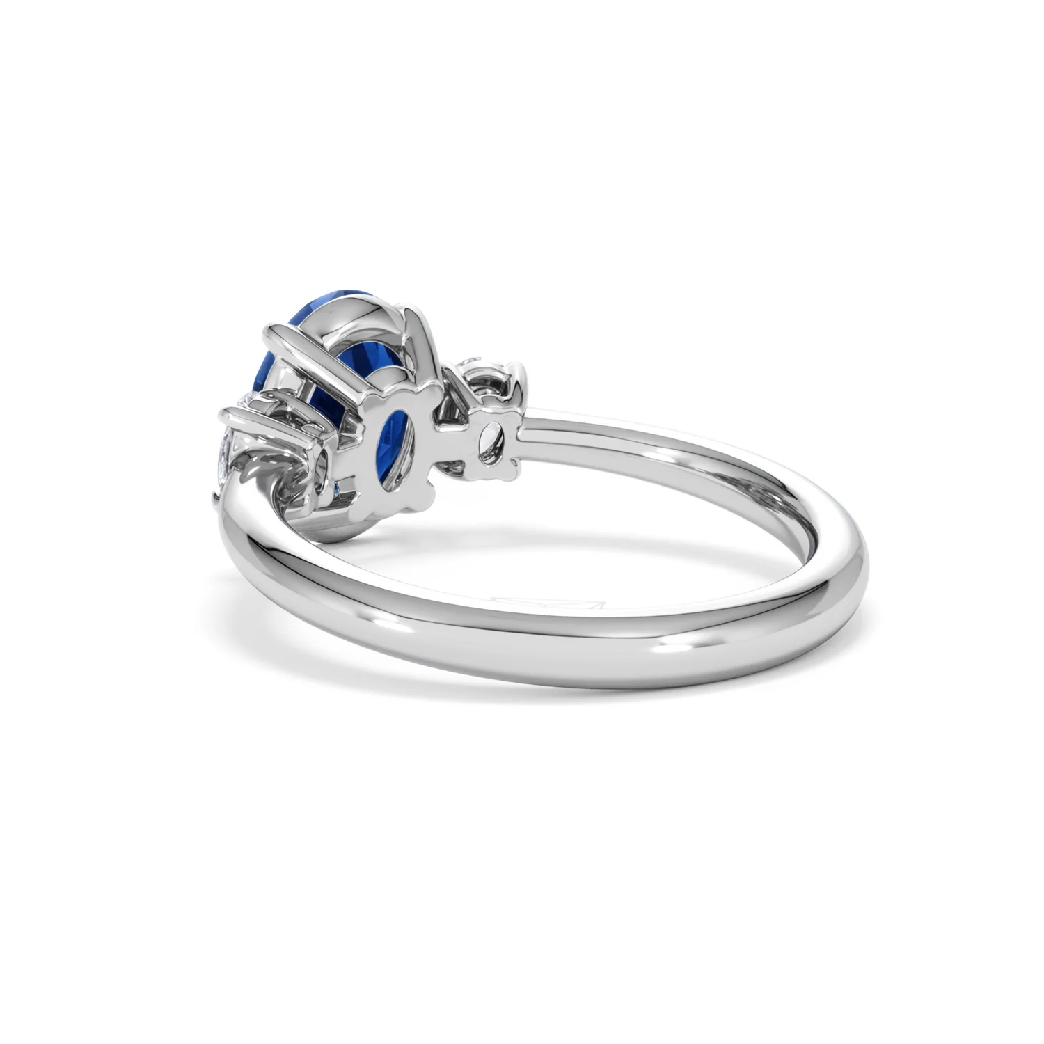 Solene 2.00ct Oval Cut Lab Sapphire and Lab Diamond  3 Stone Engament Ring in 18K White Gold - Image 57