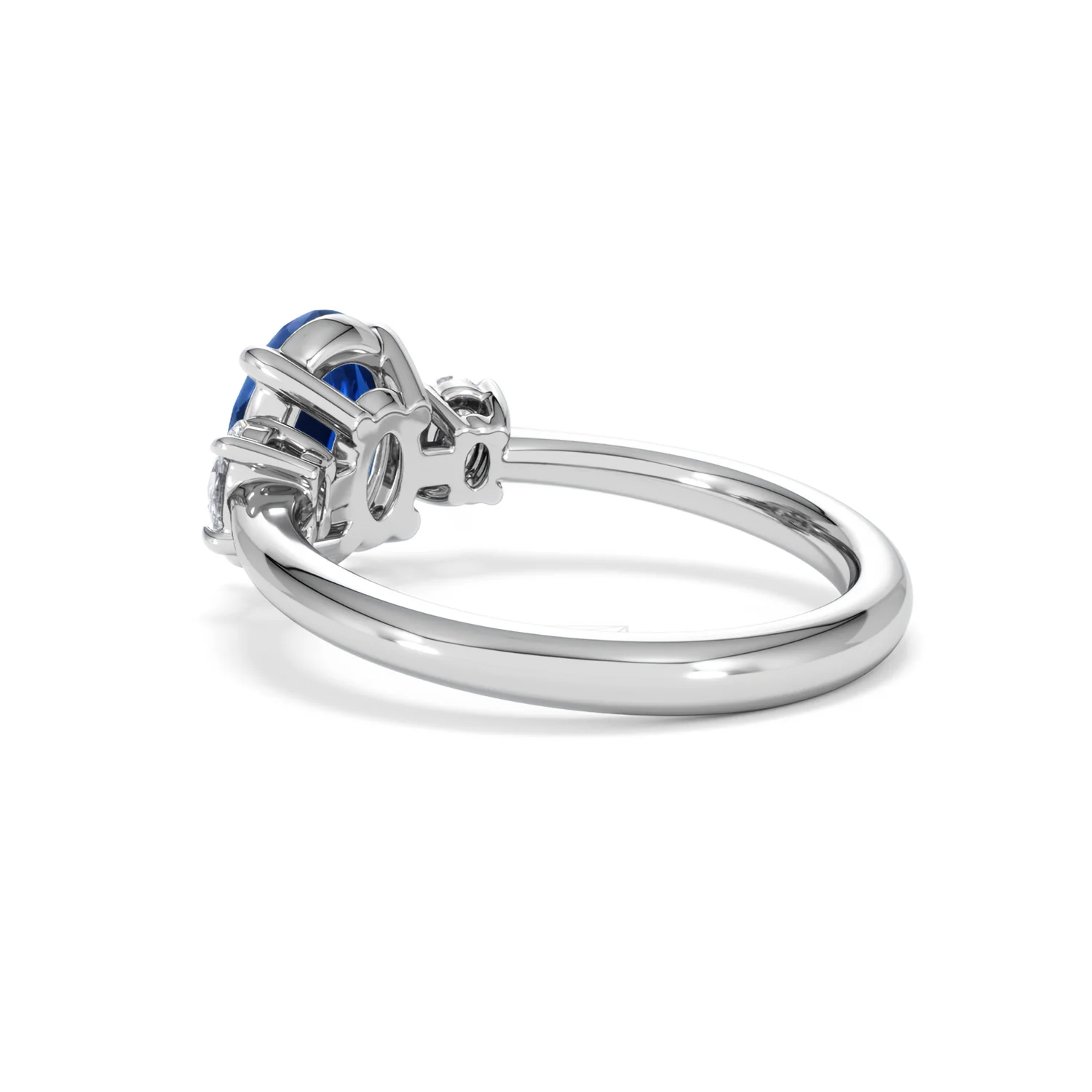 Solene 2.00ct Oval Cut Lab Sapphire and Lab Diamond  3 Stone Engament Ring in 18K White Gold - Image 59