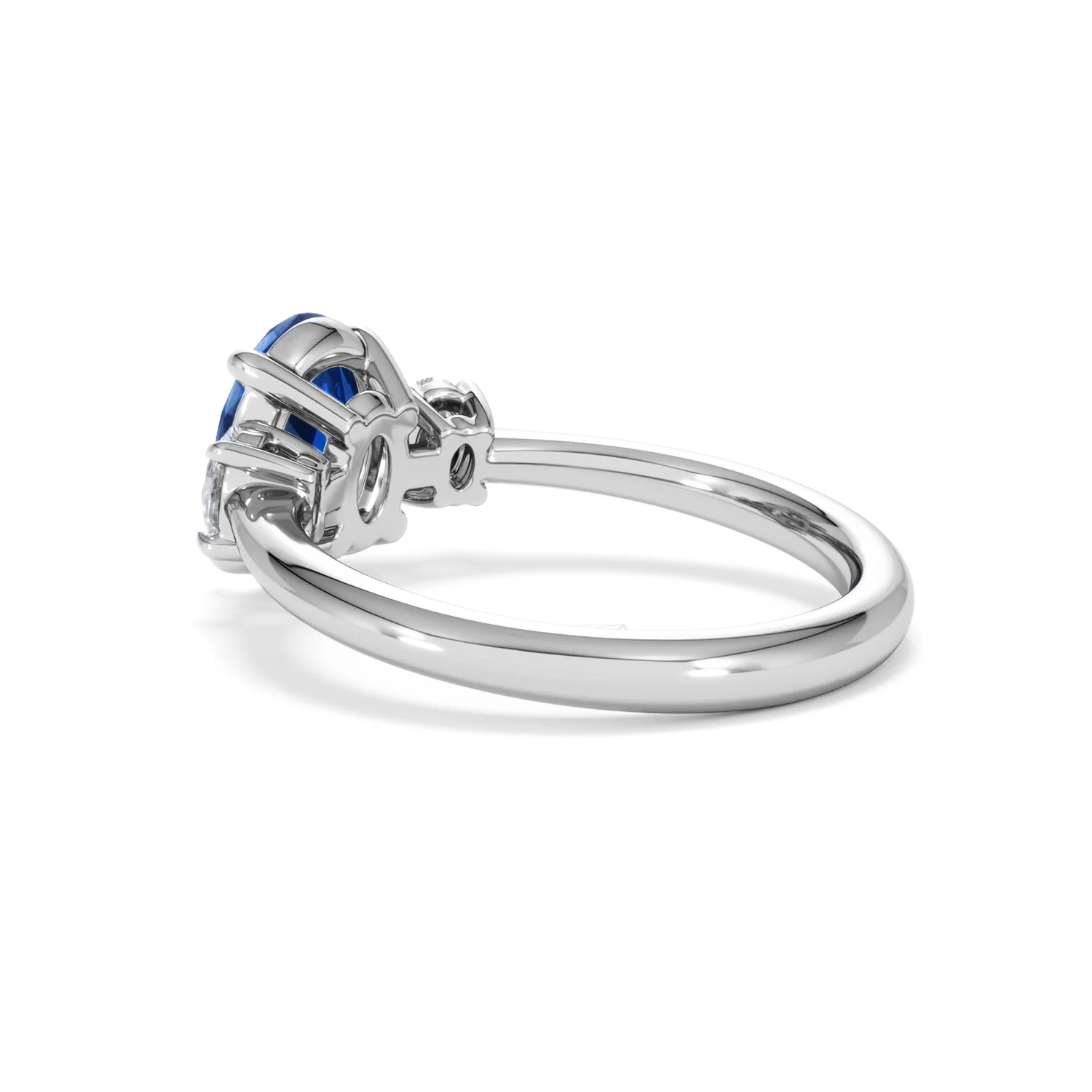 Solene 2.00ct Oval Cut Lab Sapphire and Lab Diamond  3 Stone Engament Ring in 18K White Gold - Image 60