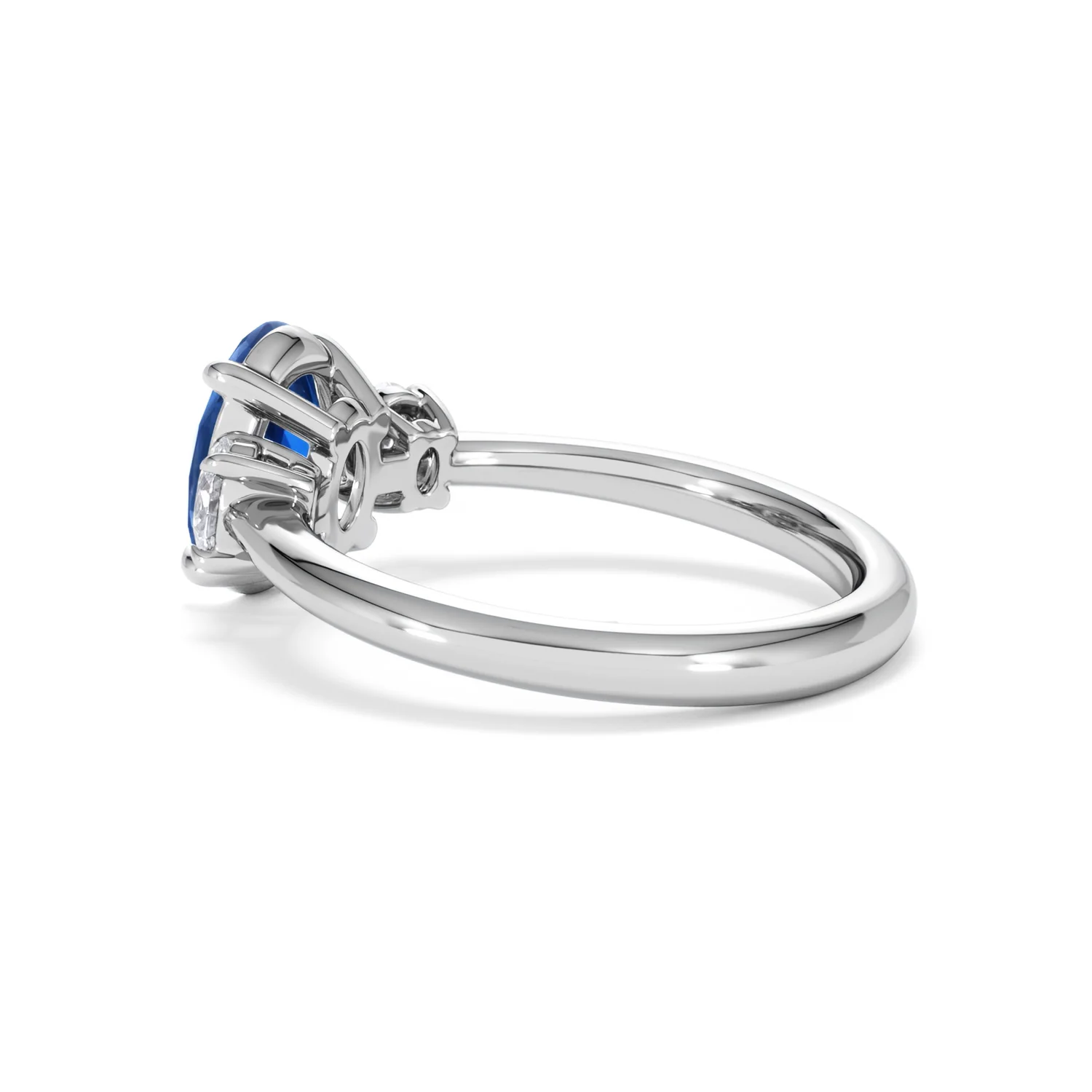 Solene 2.00ct Oval Cut Lab Sapphire and Lab Diamond  3 Stone Engament Ring in 18K White Gold - Image 62