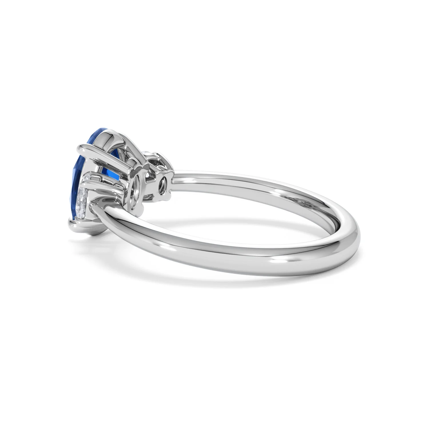 Solene 2.00ct Oval Cut Lab Sapphire and Lab Diamond  3 Stone Engament Ring in 18K White Gold - Image 63