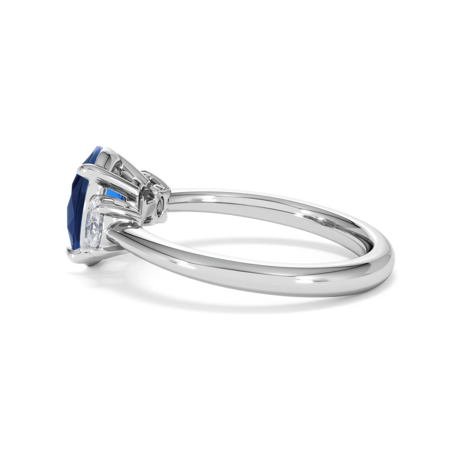 Solene 2.00ct Oval Cut Lab Sapphire and Lab Diamond  3 Stone Engament Ring in 18K White Gold - Image 66