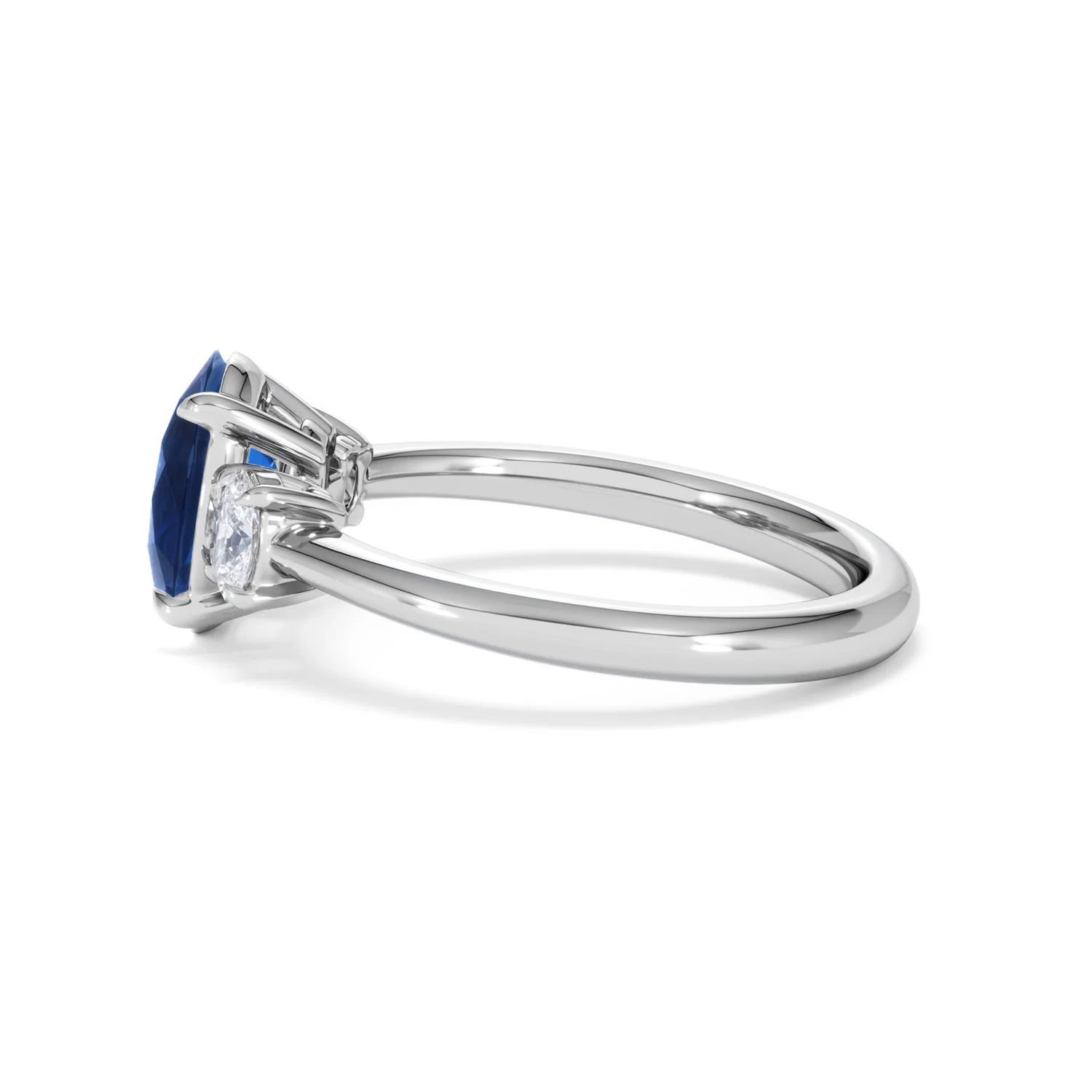 Solene 2.00ct Oval Cut Lab Sapphire and Lab Diamond  3 Stone Engament Ring in 18K White Gold - Image 68