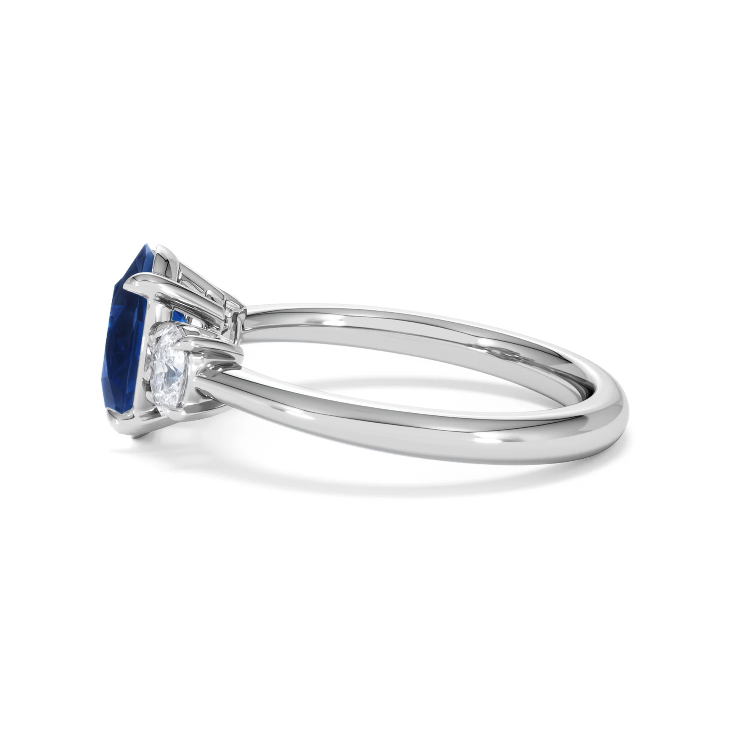 Solene 2.00ct Oval Cut Lab Sapphire and Lab Diamond  3 Stone Engament Ring in 18K White Gold - Image 69