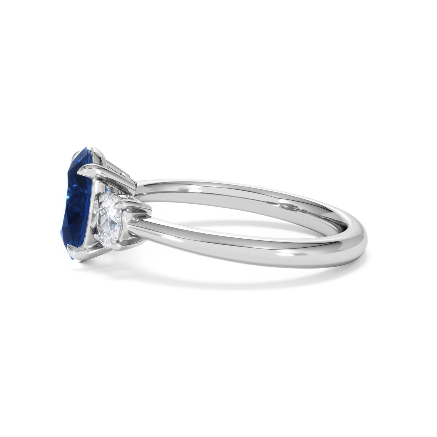 Solene 2.00ct Oval Cut Lab Sapphire and Lab Diamond  3 Stone Engament Ring in 18K White Gold - Image 71