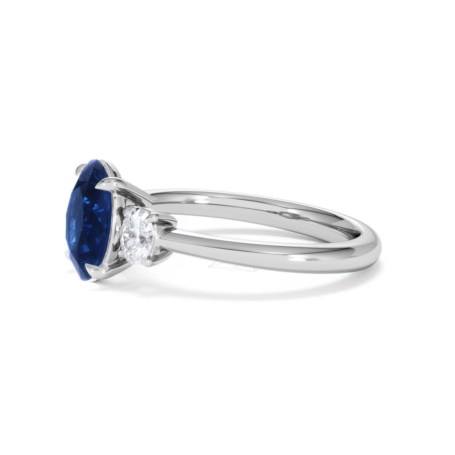 Solene 2.00ct Oval Cut Lab Sapphire and Lab Diamond  3 Stone Engament Ring in 18K White Gold - Image 74