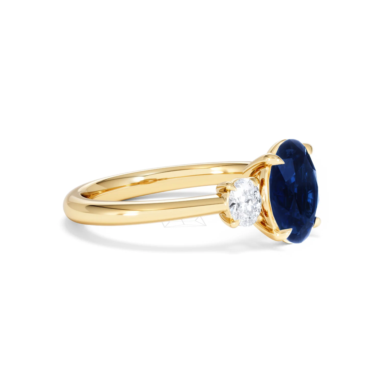Solene 2.00ct Oval Cut Lab Sapphire and Lab Diamond 3 Stone Engament Ring in 18K Yellow Gold - Image 21