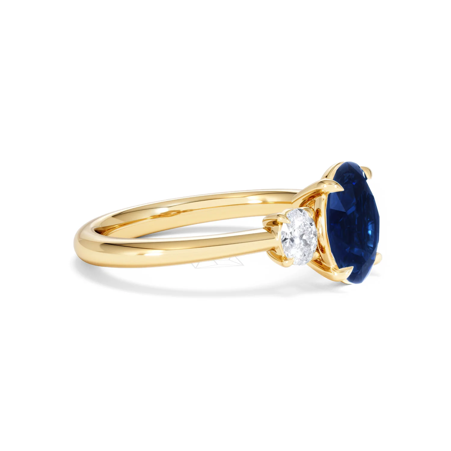 Solene 2.00ct Oval Cut Lab Sapphire and Lab Diamond 3 Stone Engament Ring in 18K Yellow Gold - Image 22
