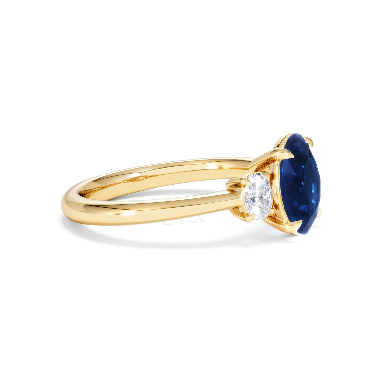 Solene 2.00ct Oval Cut Lab Sapphire and Lab Diamond 3 Stone Engament Ring in 18K Yellow Gold - Image 23