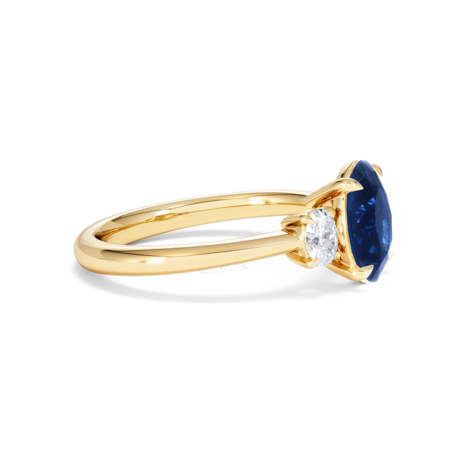 Solene 2.00ct Oval Cut Lab Sapphire and Lab Diamond 3 Stone Engament Ring in 18K Yellow Gold - Image 24