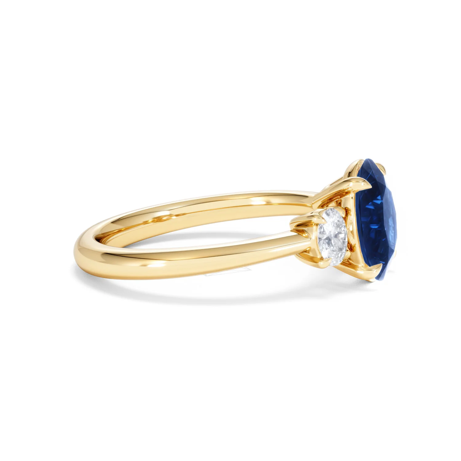 Solene 2.00ct Oval Cut Lab Sapphire and Lab Diamond 3 Stone Engament Ring in 18K Yellow Gold - Image 25