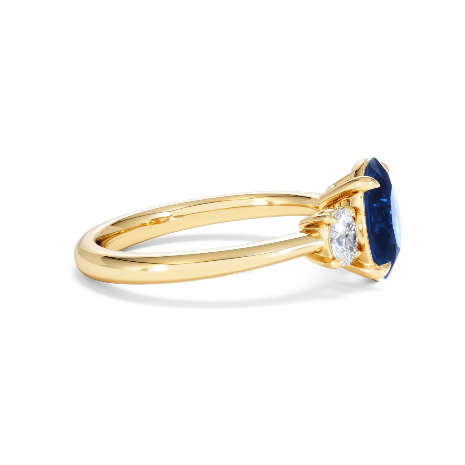 Solene 2.00ct Oval Cut Lab Sapphire and Lab Diamond 3 Stone Engament Ring in 18K Yellow Gold - Image 26