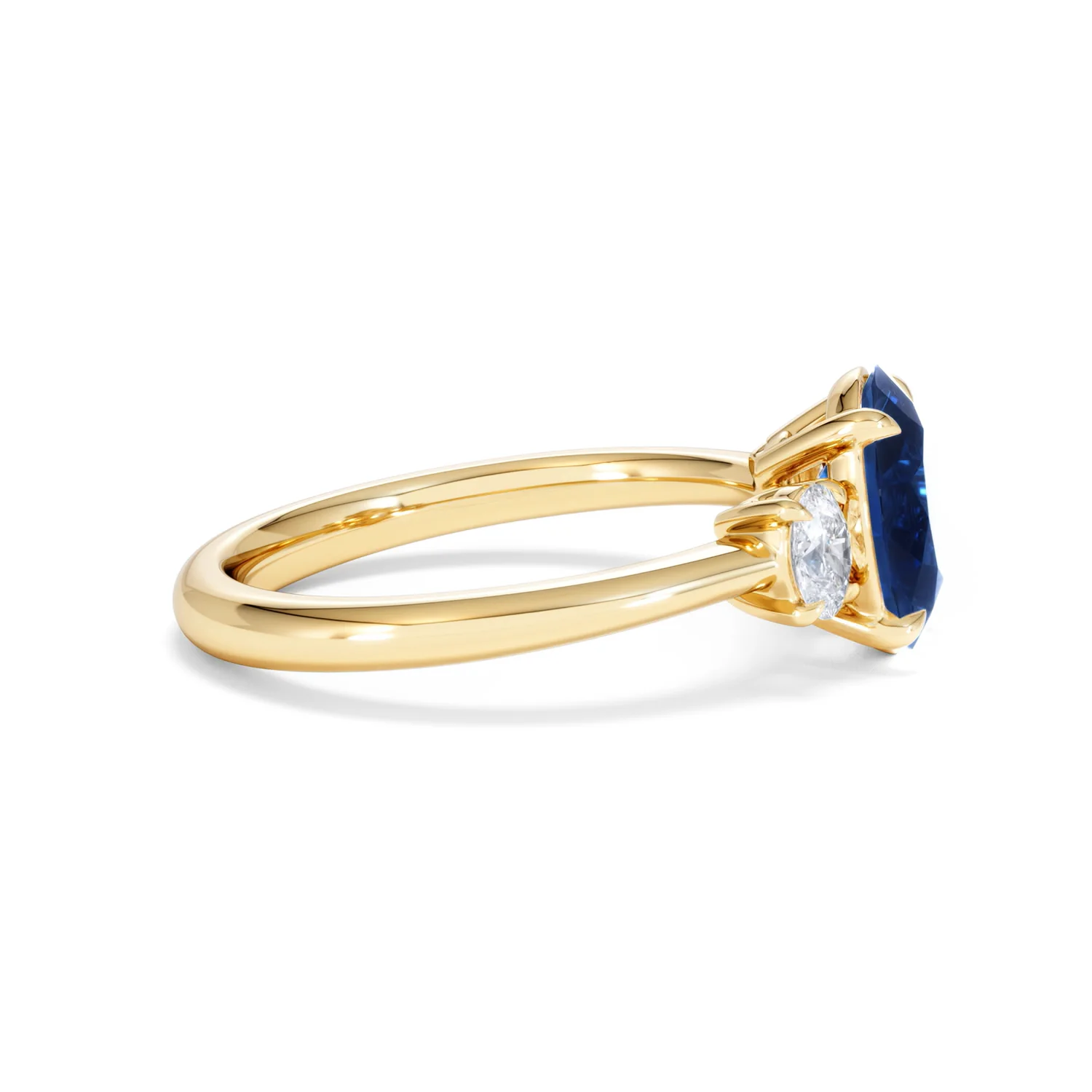 Solene 2.00ct Oval Cut Lab Sapphire and Lab Diamond 3 Stone Engament Ring in 18K Yellow Gold - Image 27