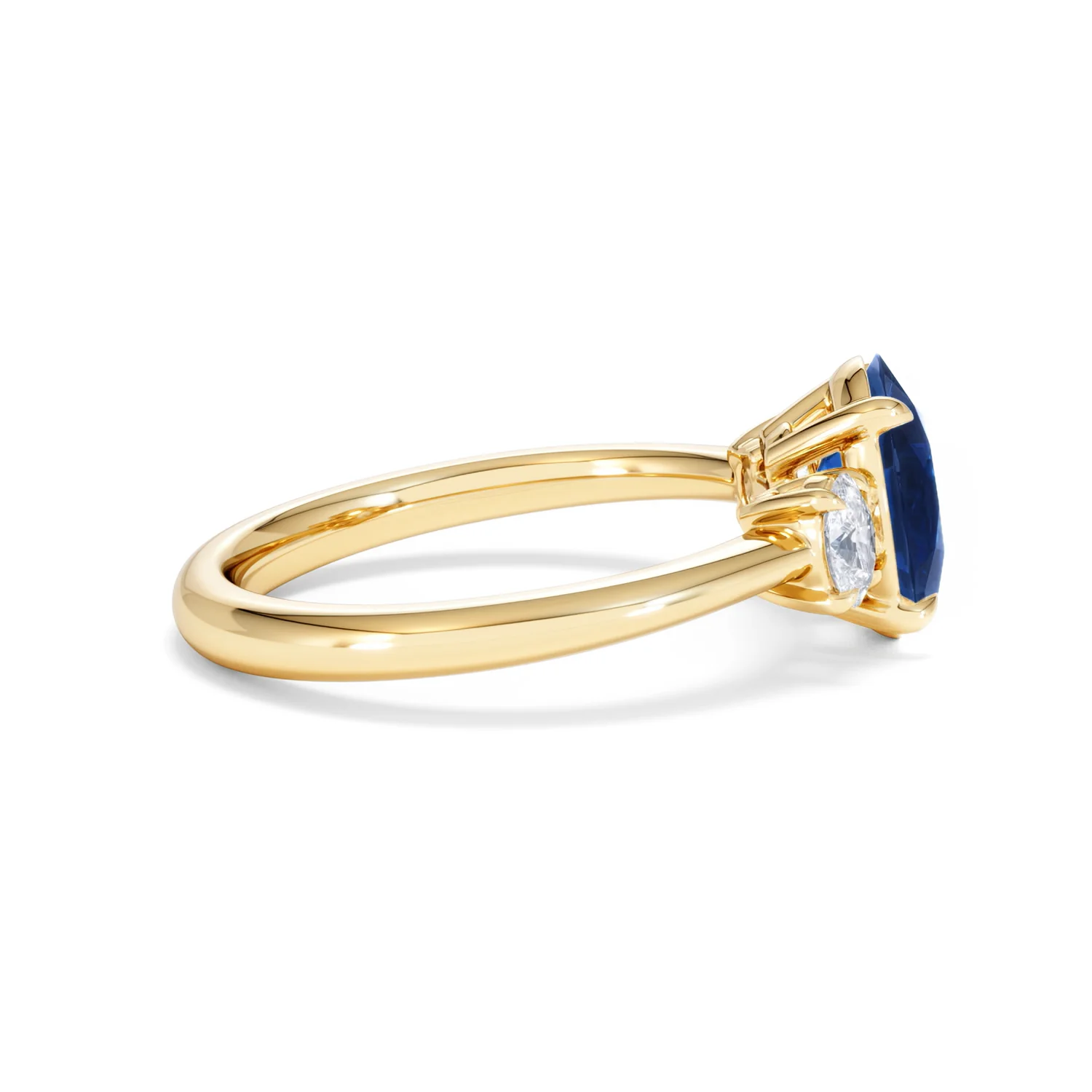 Solene 2.00ct Oval Cut Lab Sapphire and Lab Diamond 3 Stone Engament Ring in 18K Yellow Gold - Image 29