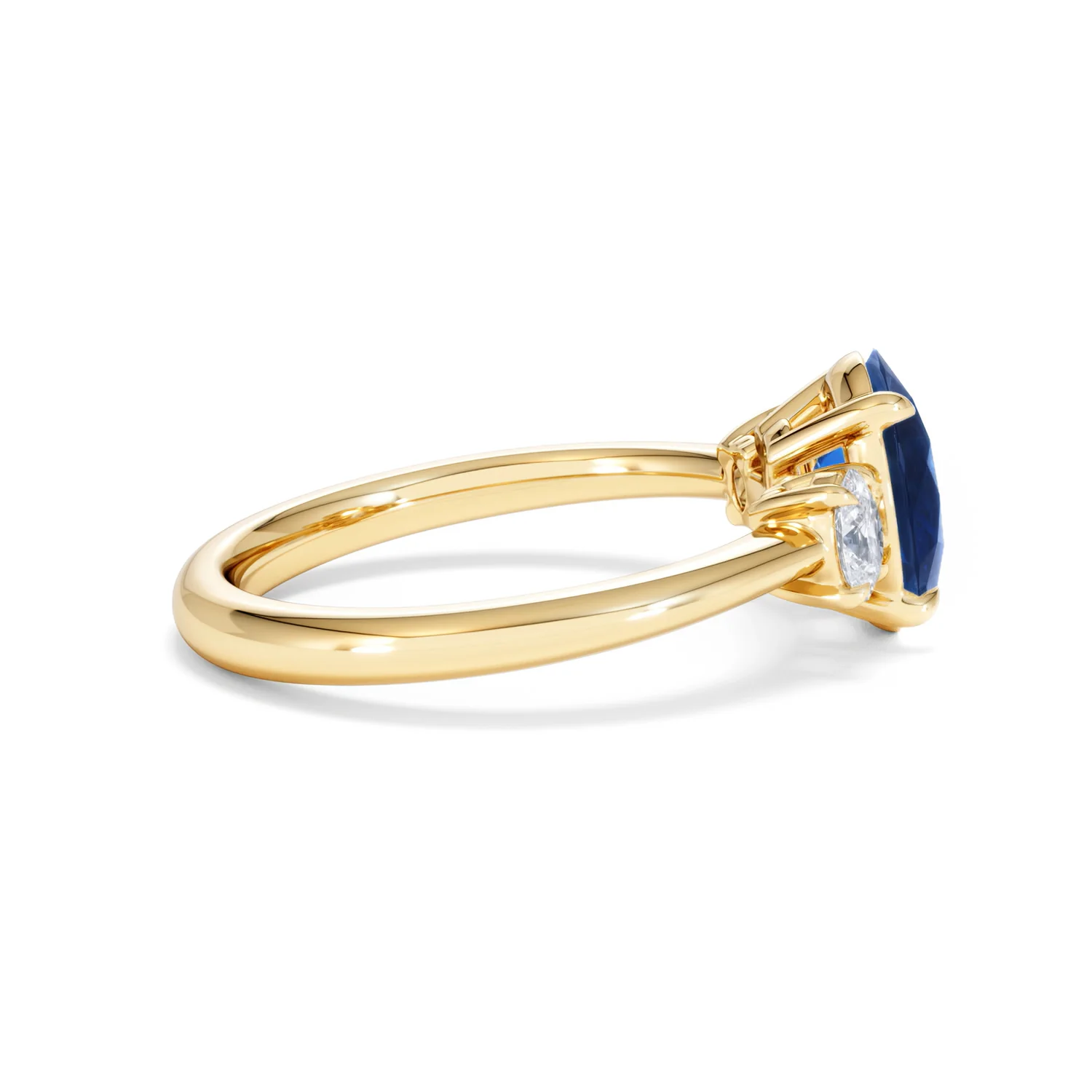Solene 2.00ct Oval Cut Lab Sapphire and Lab Diamond 3 Stone Engament Ring in 18K Yellow Gold - Image 30