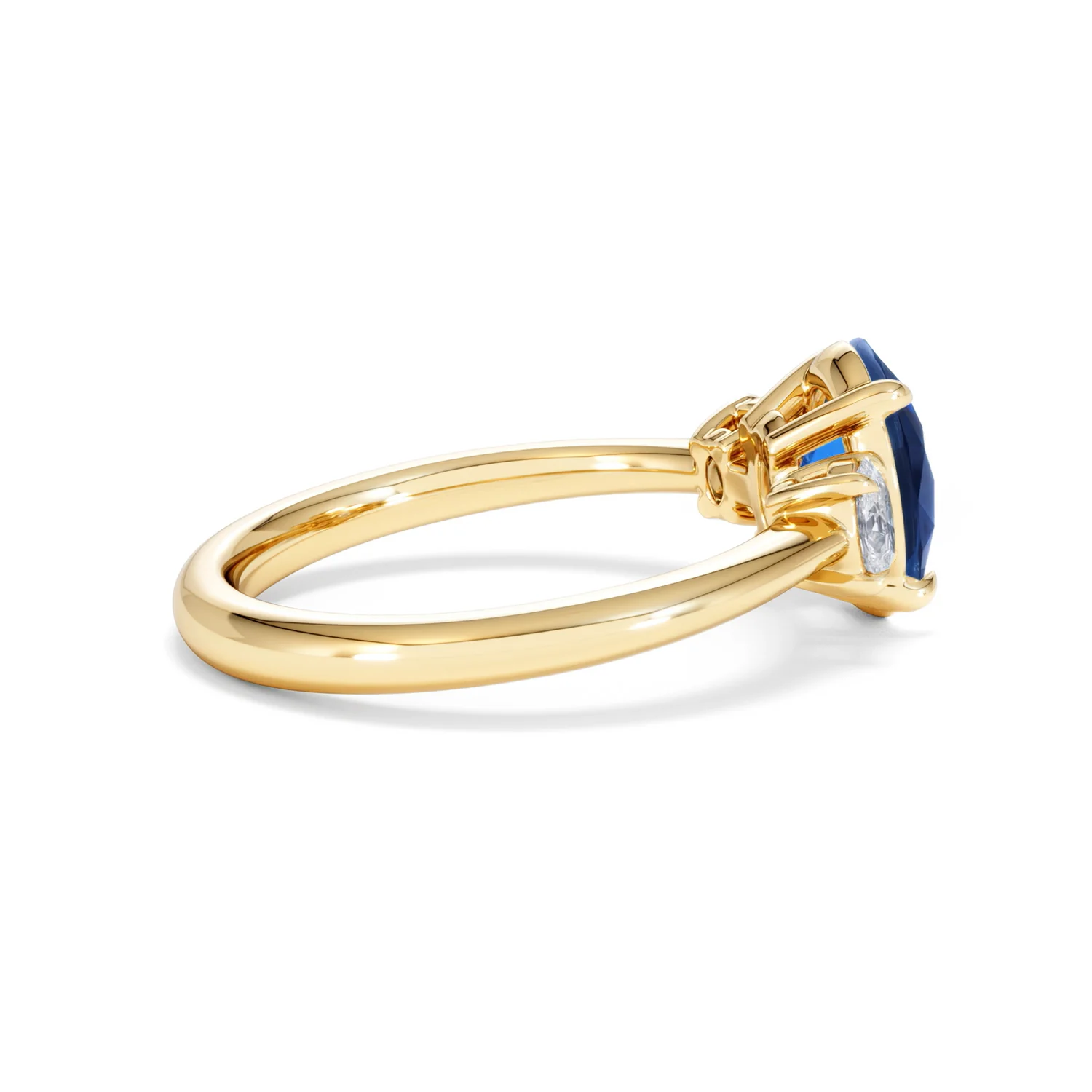 Solene 2.00ct Oval Cut Lab Sapphire and Lab Diamond 3 Stone Engament Ring in 18K Yellow Gold - Image 32