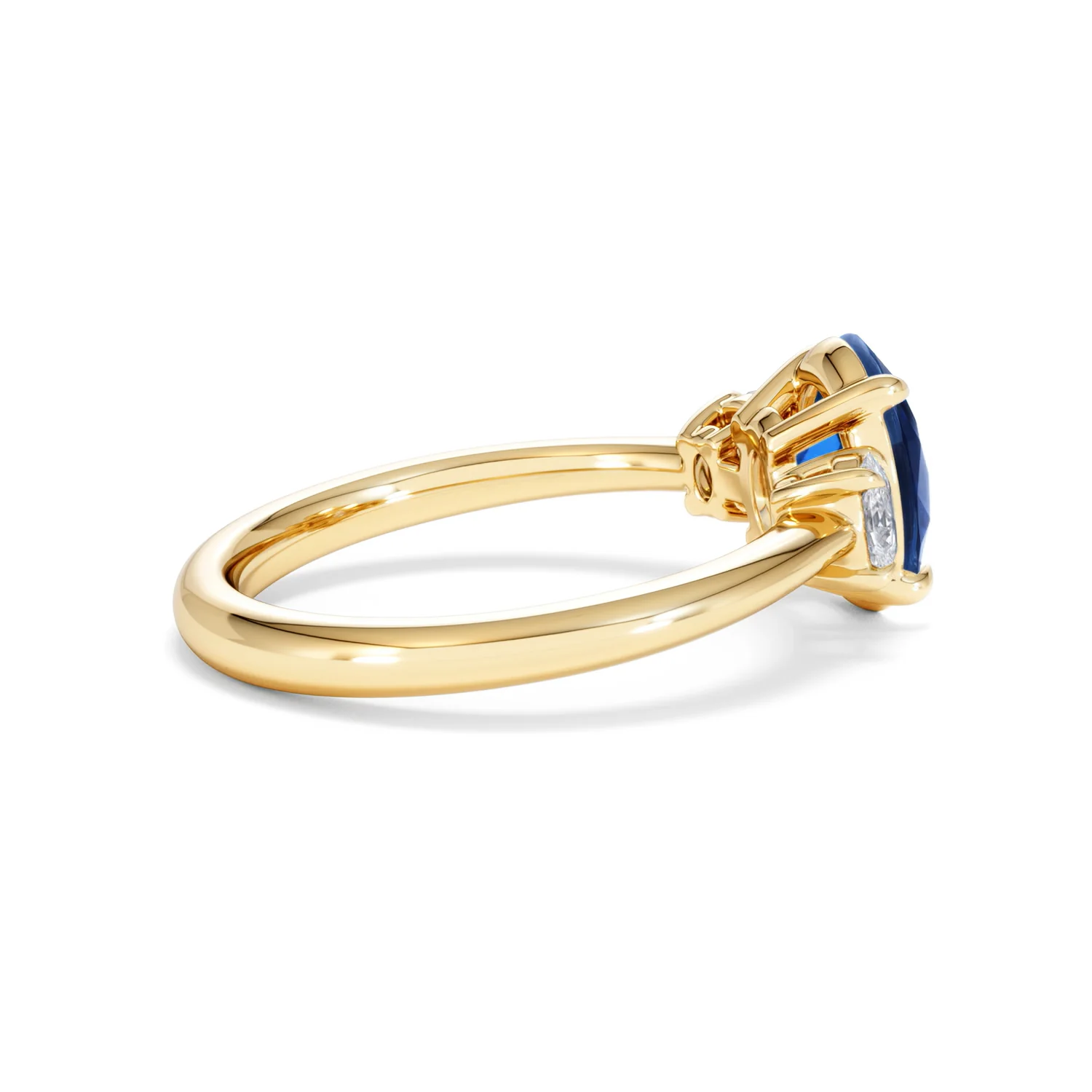 Solene 2.00ct Oval Cut Lab Sapphire and Lab Diamond 3 Stone Engament Ring in 18K Yellow Gold - Image 33