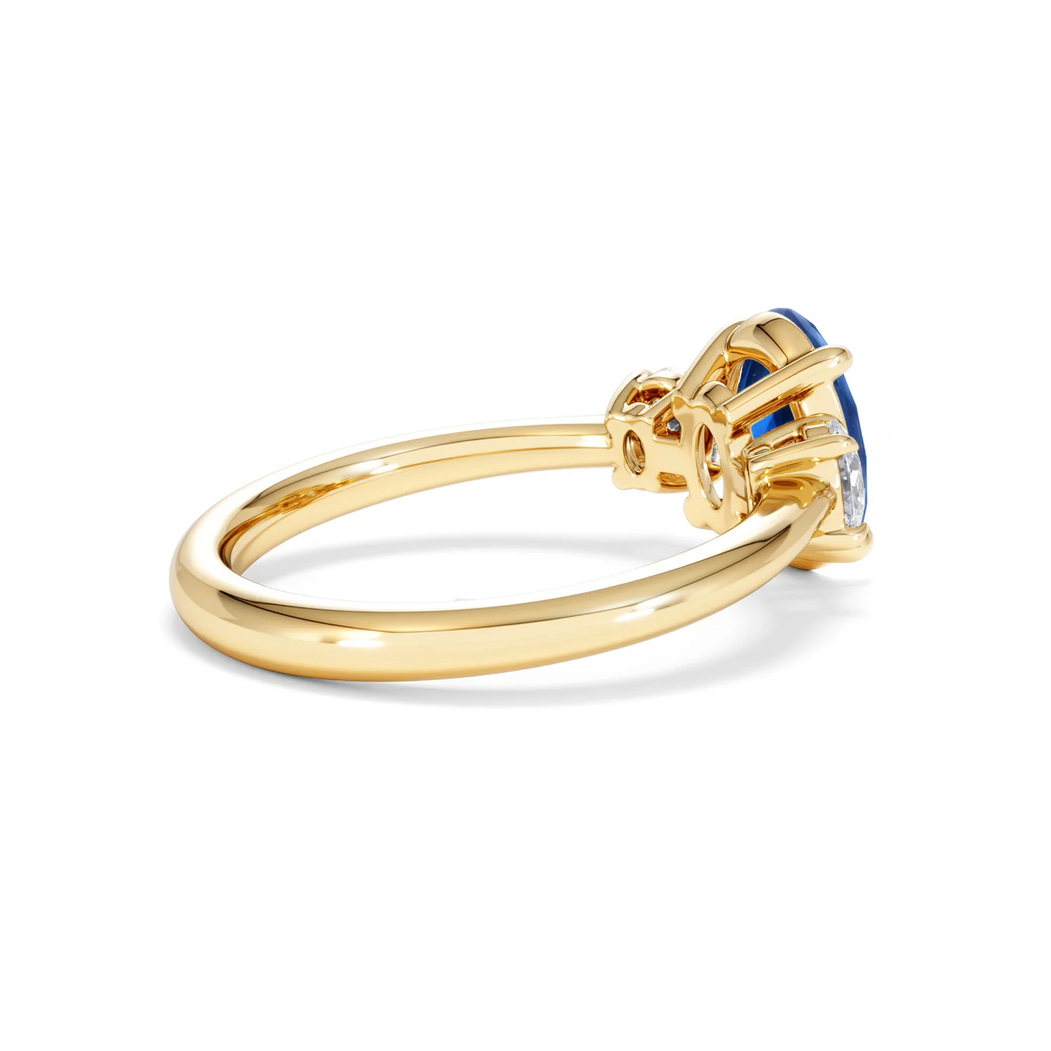 Solene 2.00ct Oval Cut Lab Sapphire and Lab Diamond 3 Stone Engament Ring in 18K Yellow Gold - Image 36