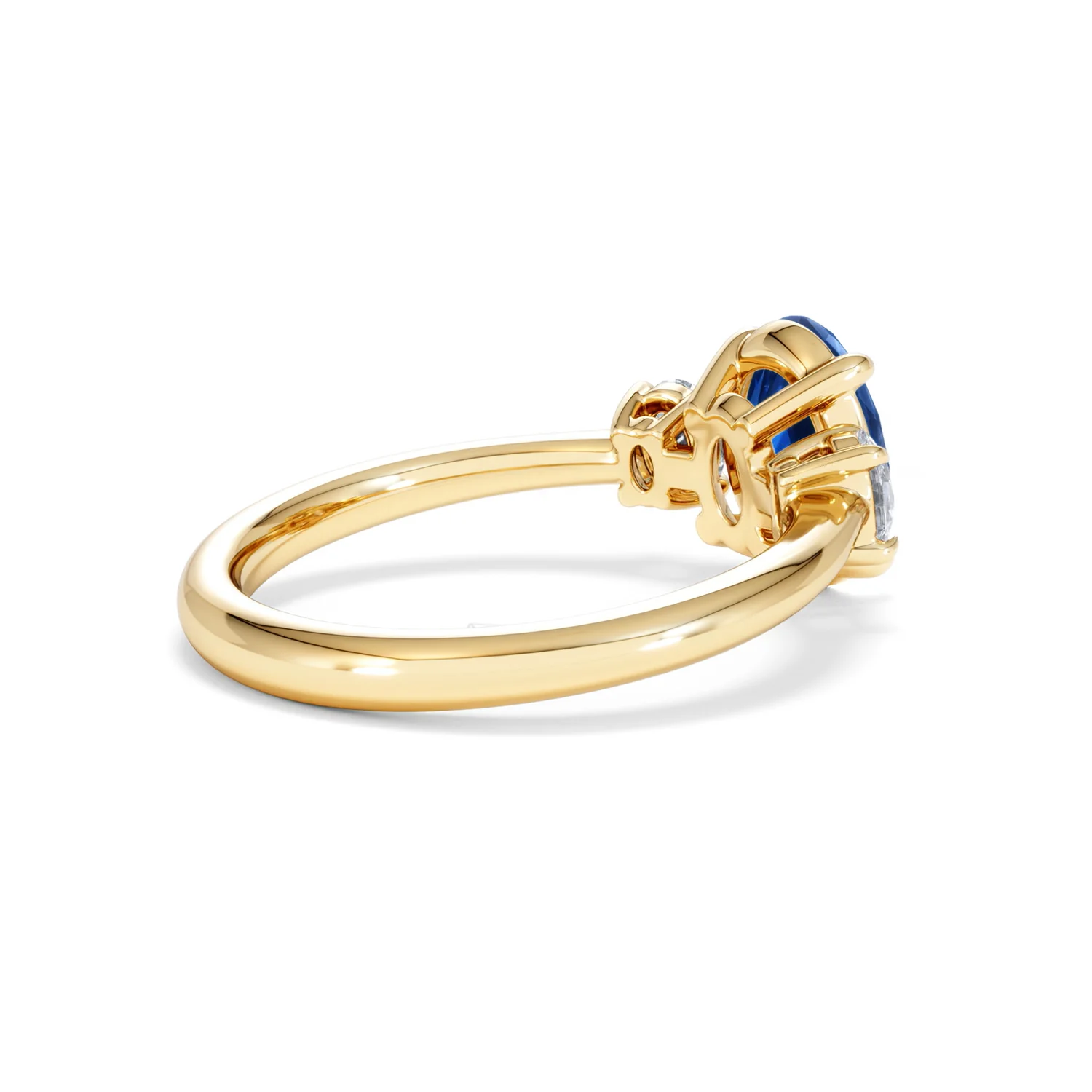Solene 2.00ct Oval Cut Lab Sapphire and Lab Diamond 3 Stone Engament Ring in 18K Yellow Gold - Image 37
