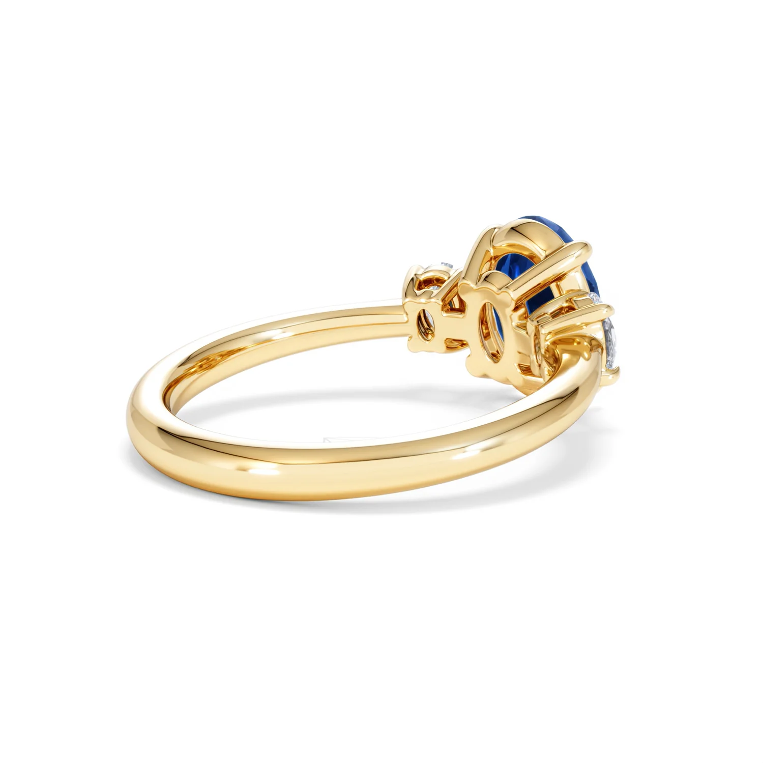 Solene 2.00ct Oval Cut Lab Sapphire and Lab Diamond 3 Stone Engament Ring in 18K Yellow Gold - Image 39