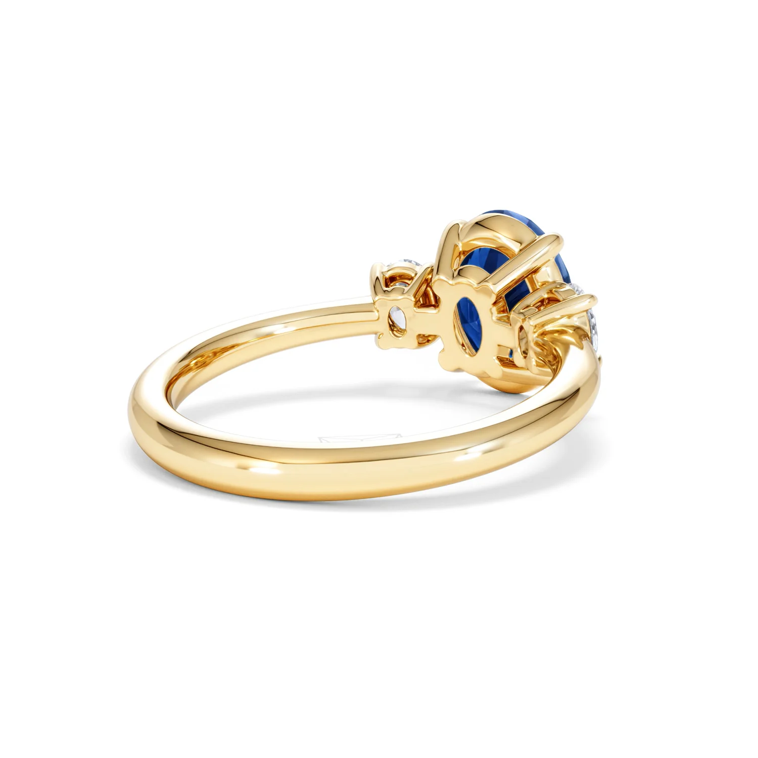 Solene 2.00ct Oval Cut Lab Sapphire and Lab Diamond 3 Stone Engament Ring in 18K Yellow Gold - Image 41