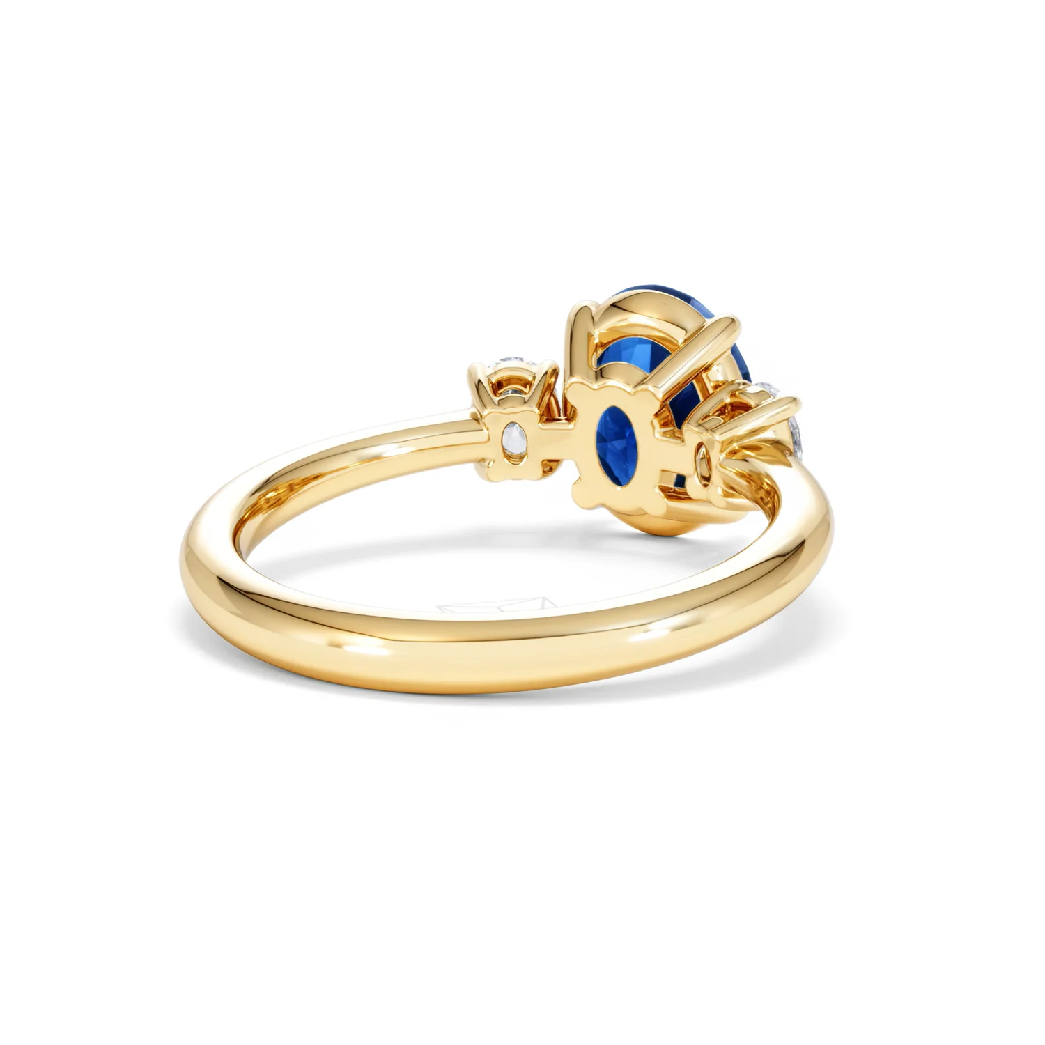 Solene 2.00ct Oval Cut Lab Sapphire and Lab Diamond 3 Stone Engament Ring in 18K Yellow Gold - Image 43