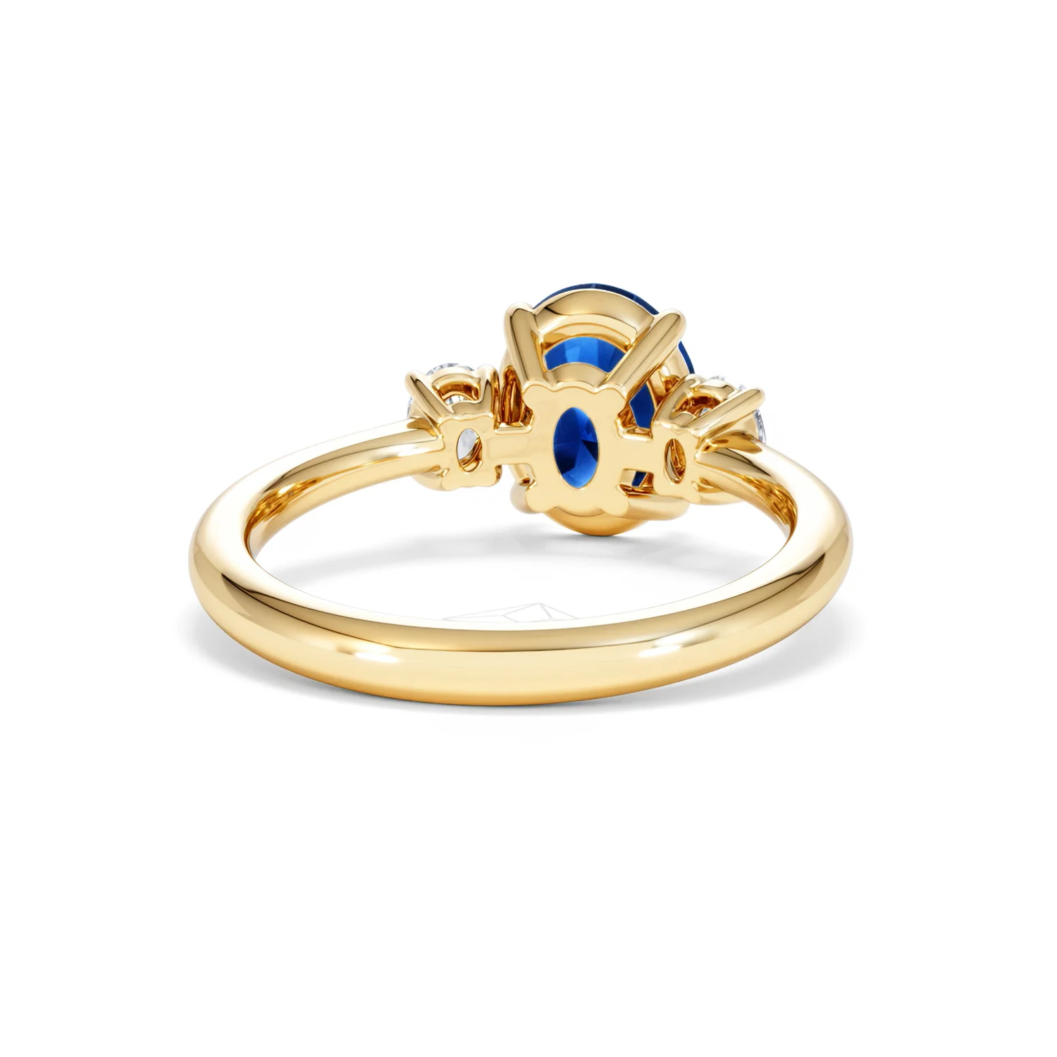 Solene 2.00ct Oval Cut Lab Sapphire and Lab Diamond 3 Stone Engament Ring in 18K Yellow Gold - Image 46