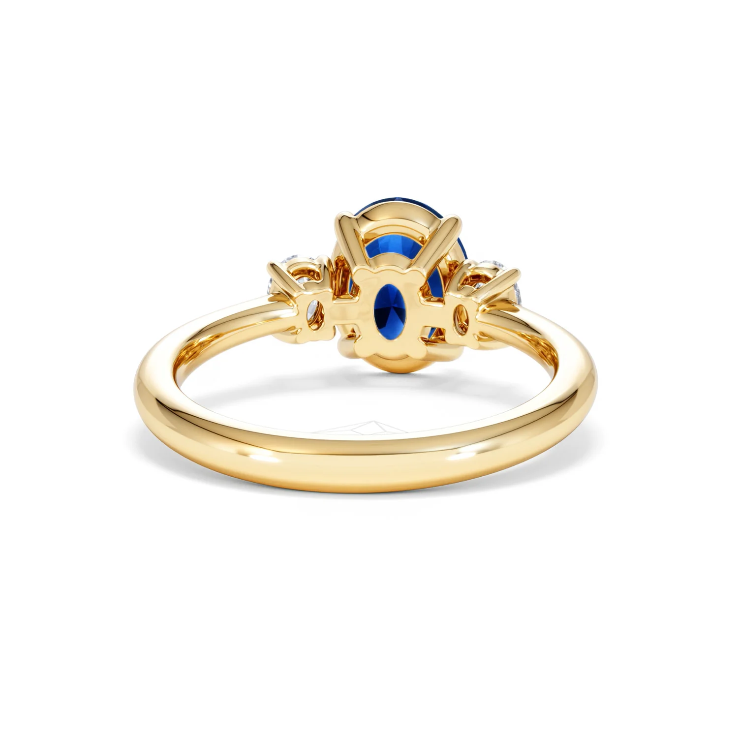 Solene 2.00ct Oval Cut Lab Sapphire and Lab Diamond 3 Stone Engament Ring in 18K Yellow Gold - Image 47