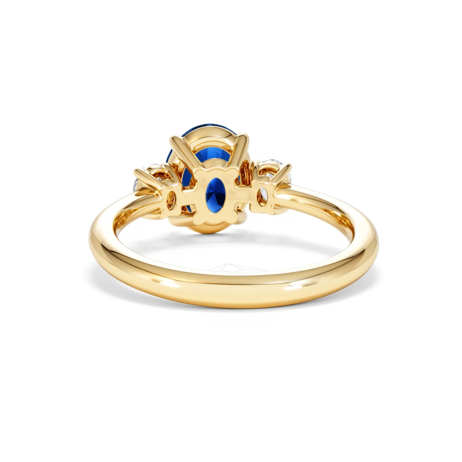 Solene 2.00ct Oval Cut Lab Sapphire and Lab Diamond 3 Stone Engament Ring in 18K Yellow Gold - Image 51