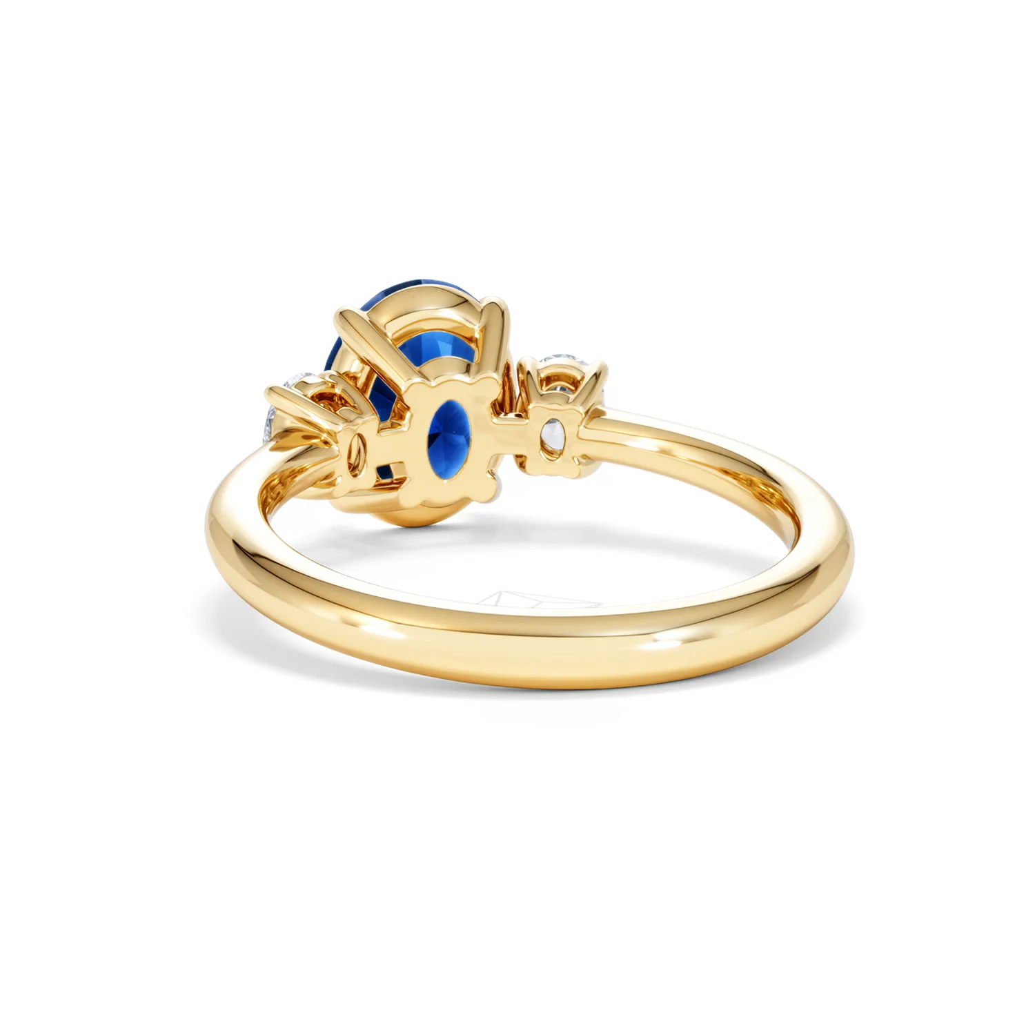 Solene 2.00ct Oval Cut Lab Sapphire and Lab Diamond 3 Stone Engament Ring in 18K Yellow Gold - Image 53