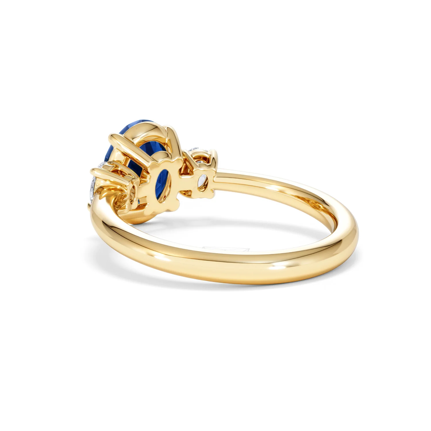 Solene 2.00ct Oval Cut Lab Sapphire and Lab Diamond 3 Stone Engament Ring in 18K Yellow Gold - Image 57