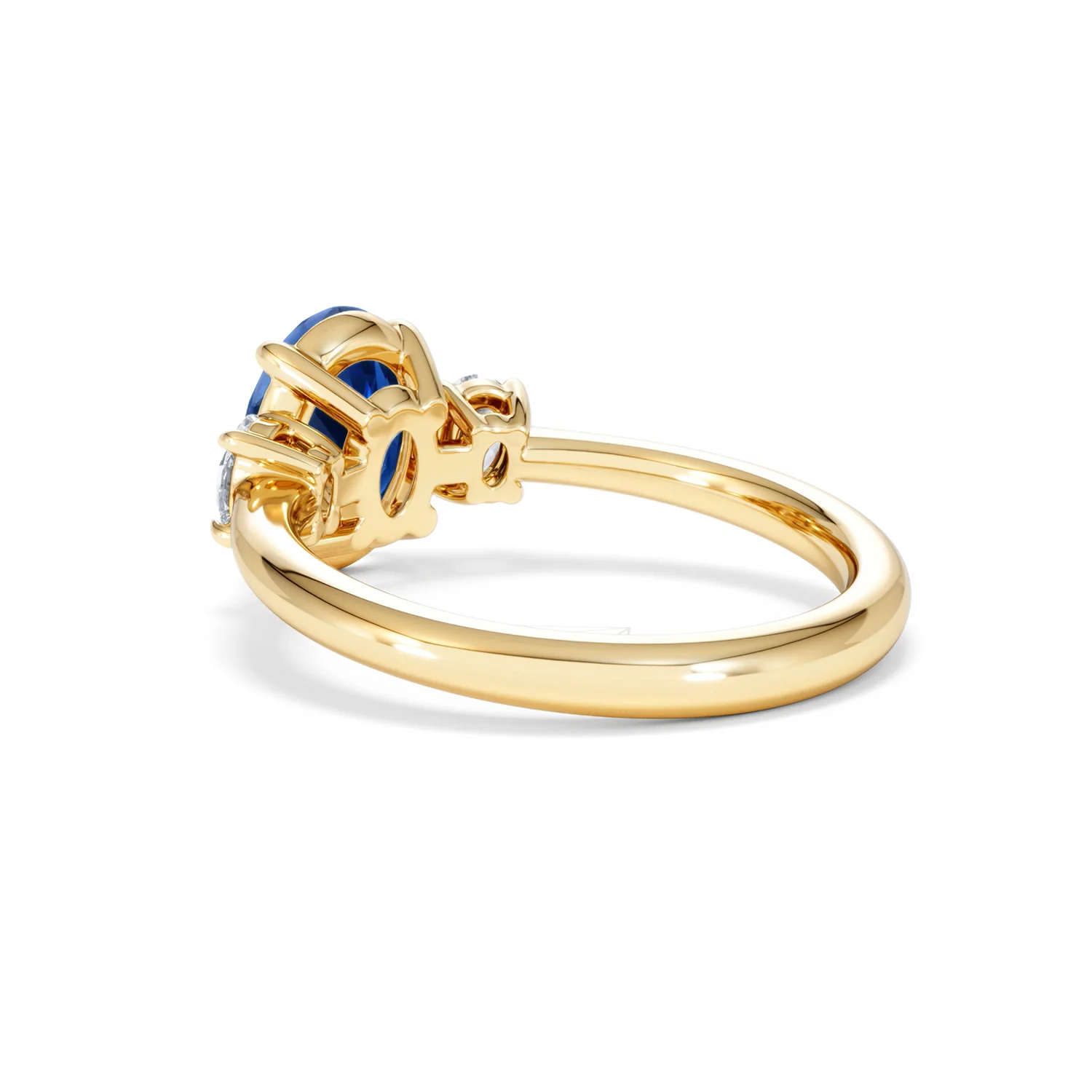 Solene 2.00ct Oval Cut Lab Sapphire and Lab Diamond 3 Stone Engament Ring in 18K Yellow Gold - Image 58