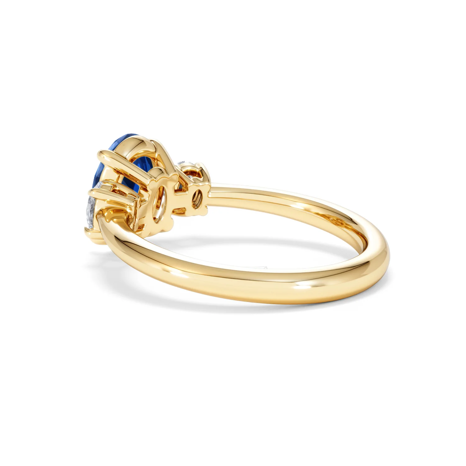 Solene 2.00ct Oval Cut Lab Sapphire and Lab Diamond 3 Stone Engament Ring in 18K Yellow Gold - Image 60
