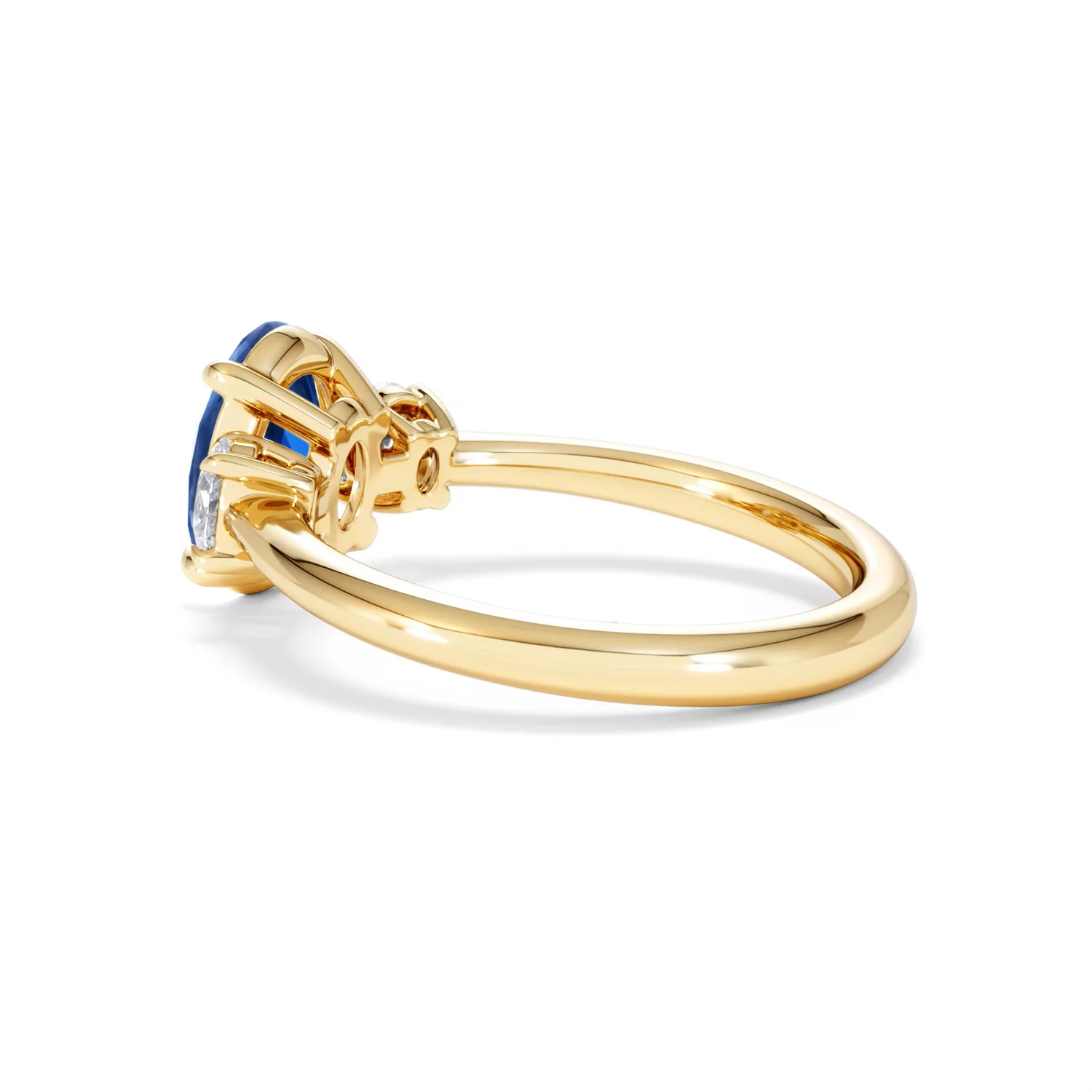 Solene 2.00ct Oval Cut Lab Sapphire and Lab Diamond 3 Stone Engament Ring in 18K Yellow Gold - Image 62