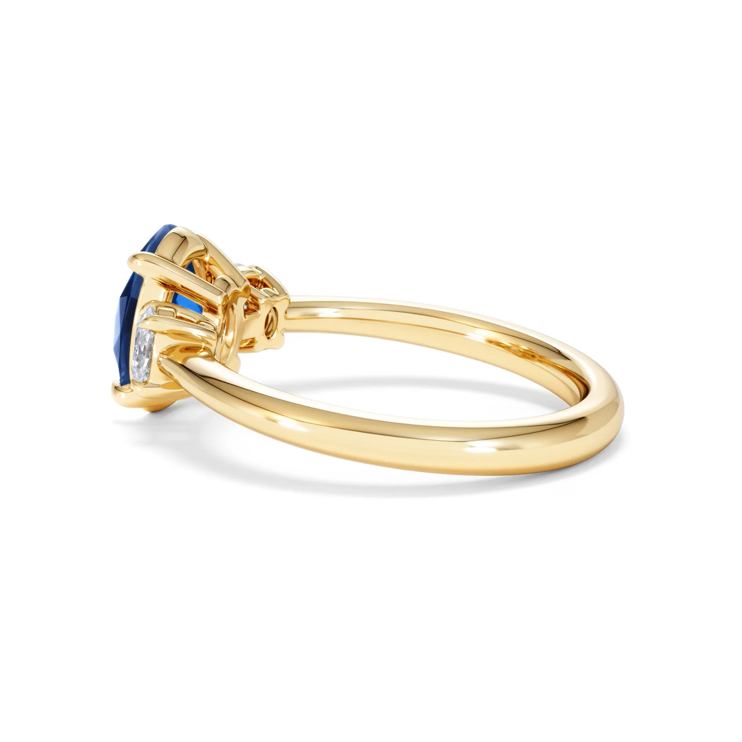 Solene 2.00ct Oval Cut Lab Sapphire and Lab Diamond 3 Stone Engament Ring in 18K Yellow Gold - Image 64