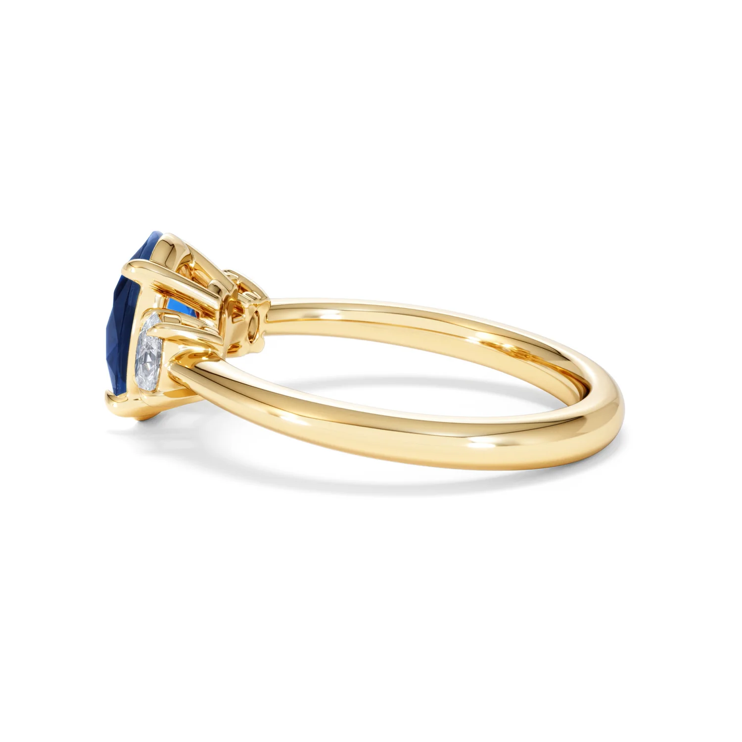 Solene 2.00ct Oval Cut Lab Sapphire and Lab Diamond 3 Stone Engament Ring in 18K Yellow Gold - Image 66