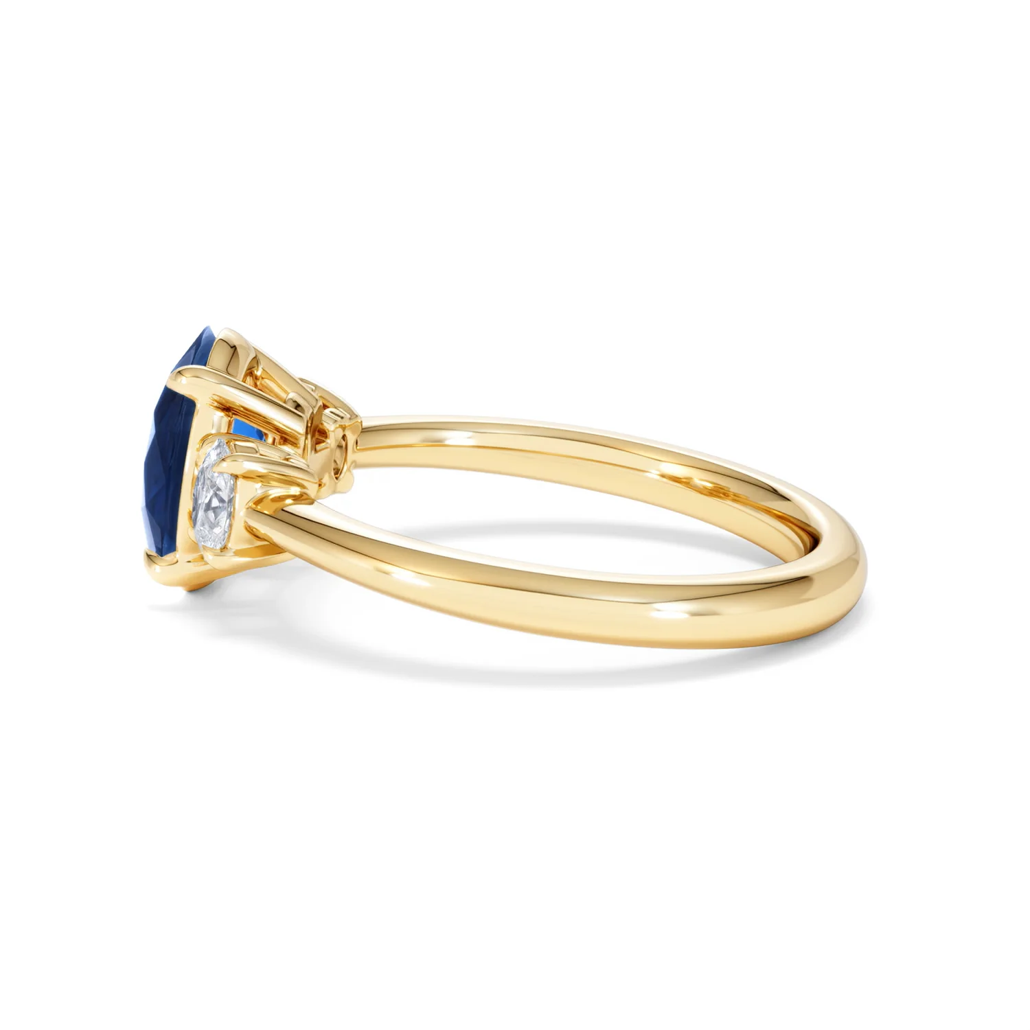 Solene 2.00ct Oval Cut Lab Sapphire and Lab Diamond 3 Stone Engament Ring in 18K Yellow Gold - Image 67