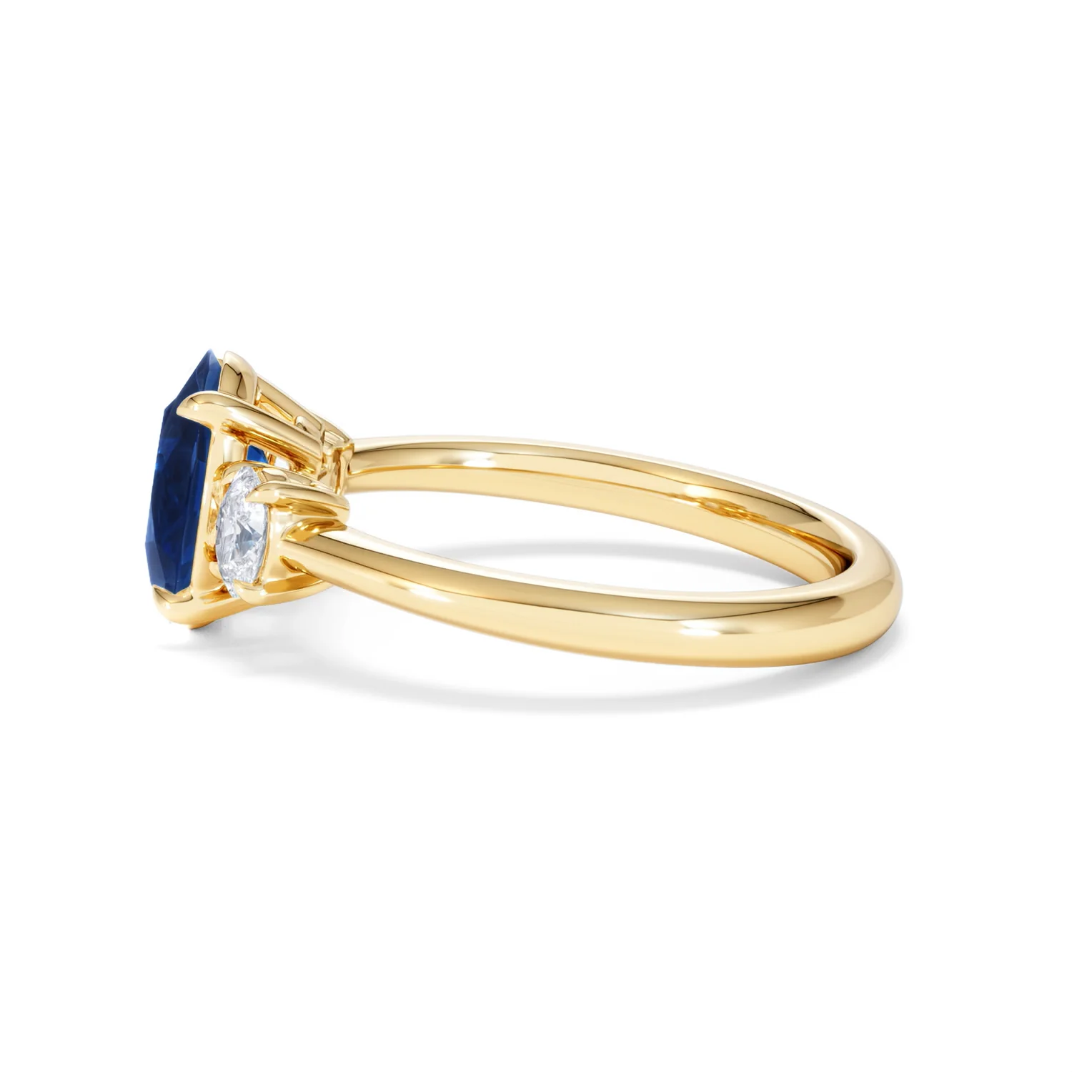 Solene 2.00ct Oval Cut Lab Sapphire and Lab Diamond 3 Stone Engament Ring in 18K Yellow Gold - Image 69