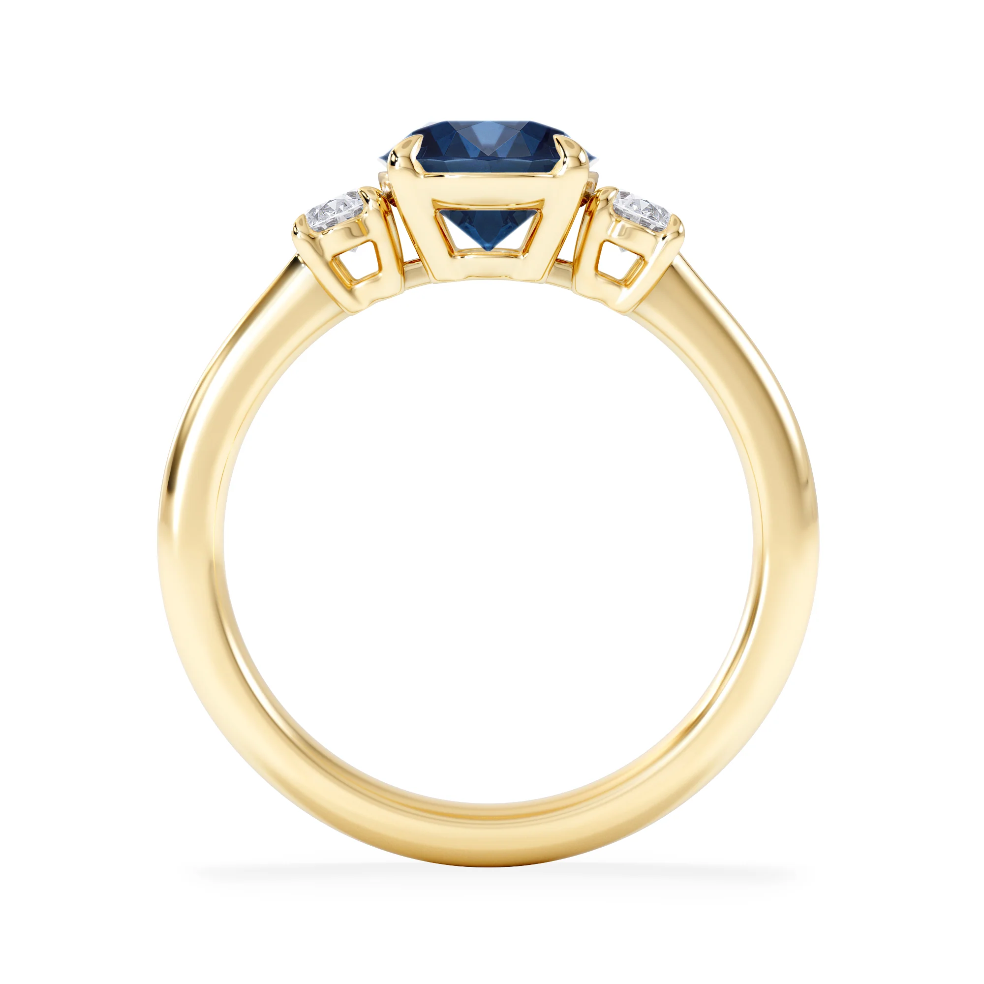 Solene 2.00ct Oval Cut Lab Sapphire and Lab Diamond 3 Stone Engament Ring in 18K Yellow Gold - Image 7