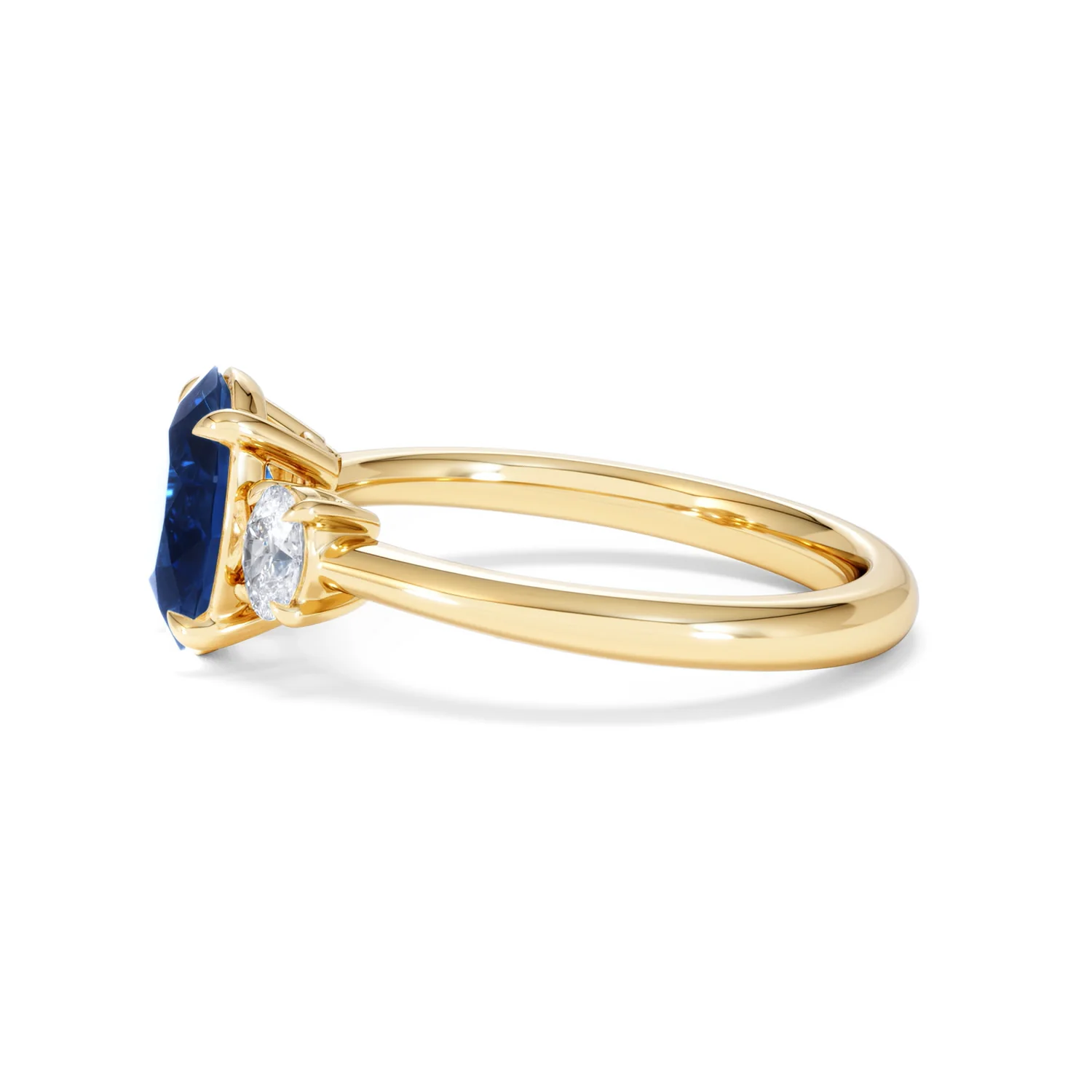 Solene 2.00ct Oval Cut Lab Sapphire and Lab Diamond 3 Stone Engament Ring in 18K Yellow Gold - Image 71