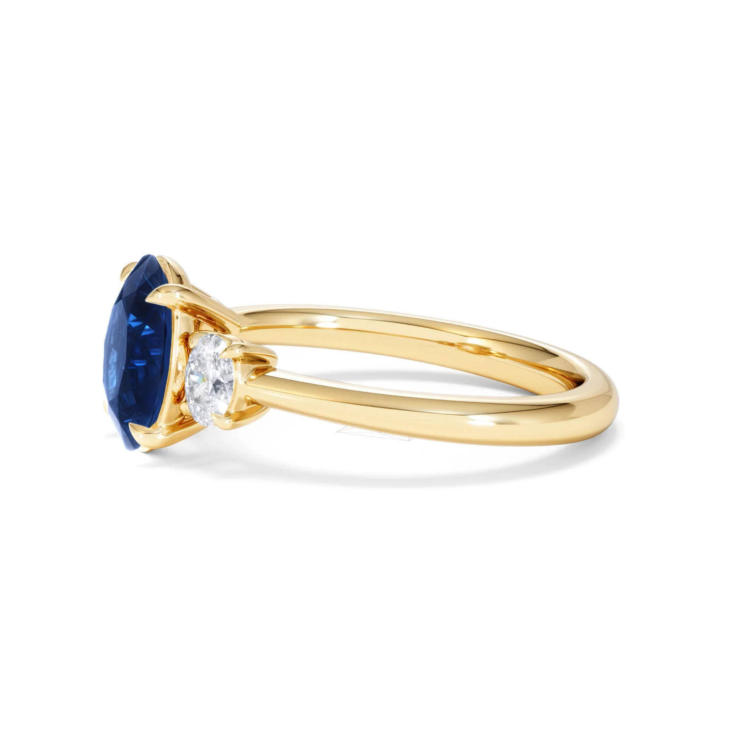 Solene 2.00ct Oval Cut Lab Sapphire and Lab Diamond 3 Stone Engament Ring in 18K Yellow Gold - Image 73