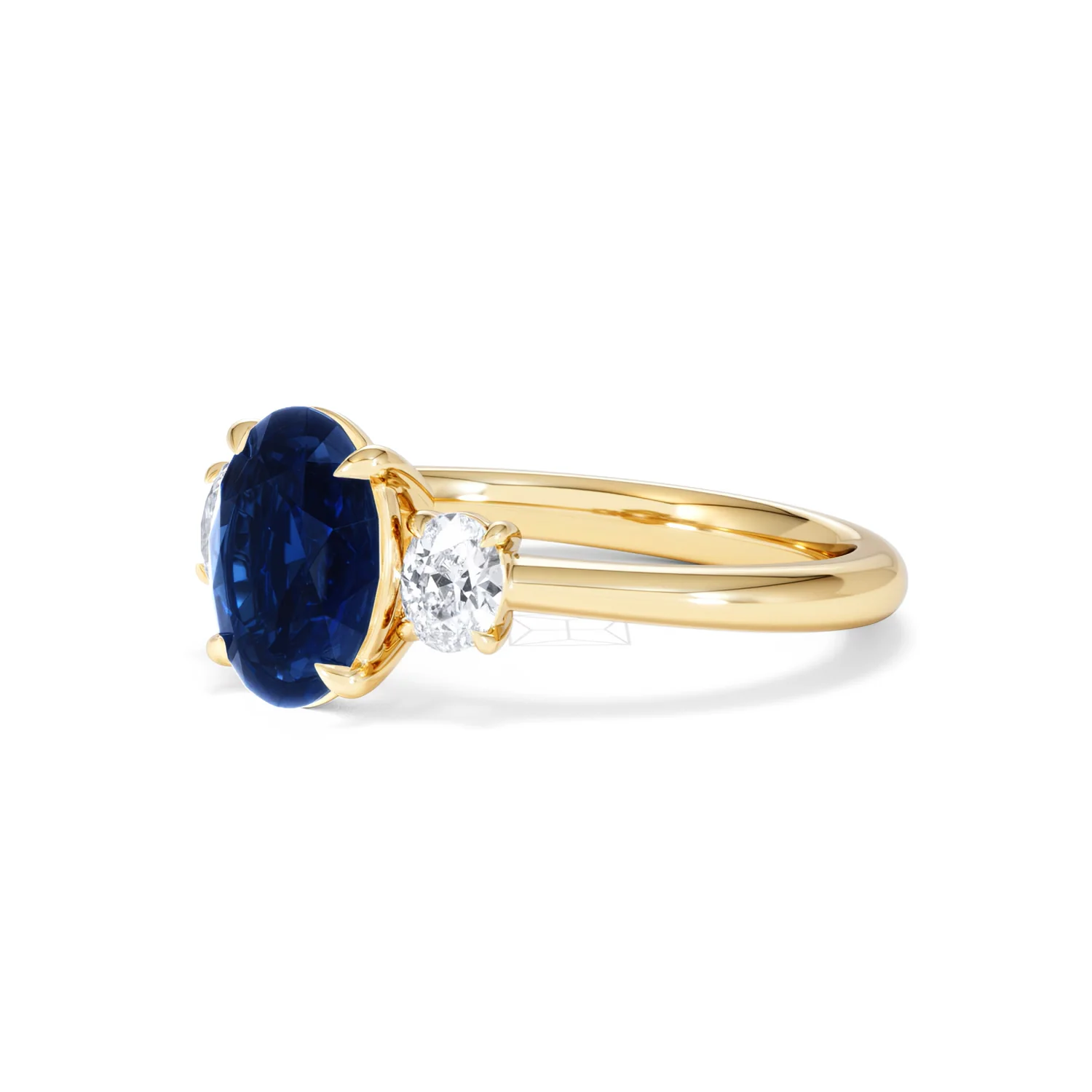 Solene 2.00ct Oval Cut Lab Sapphire and Lab Diamond 3 Stone Engament Ring in 18K Yellow Gold - Image 79