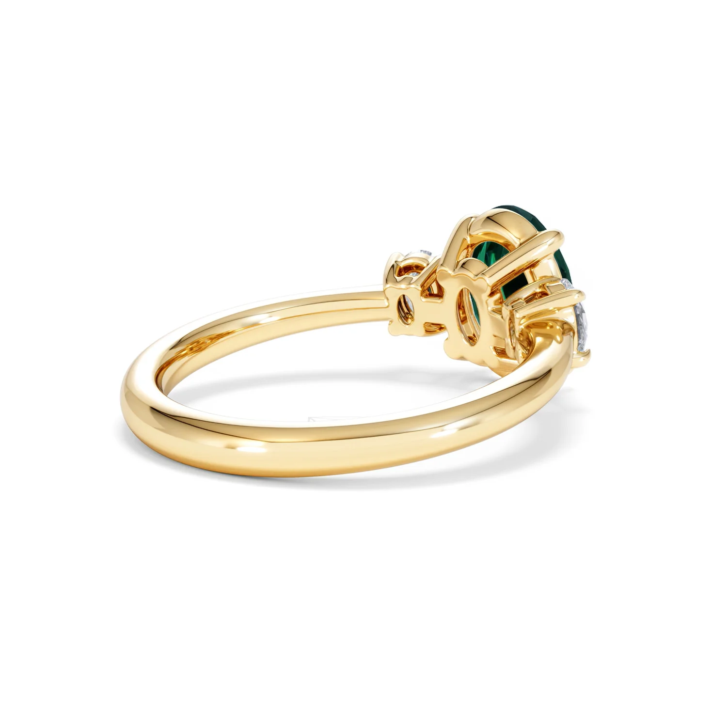 Solene 2.00ct Oval Lab Emerald and Lab Diamond 3 Stone Engagement Ring in 18K Yellow Gold - Image 39