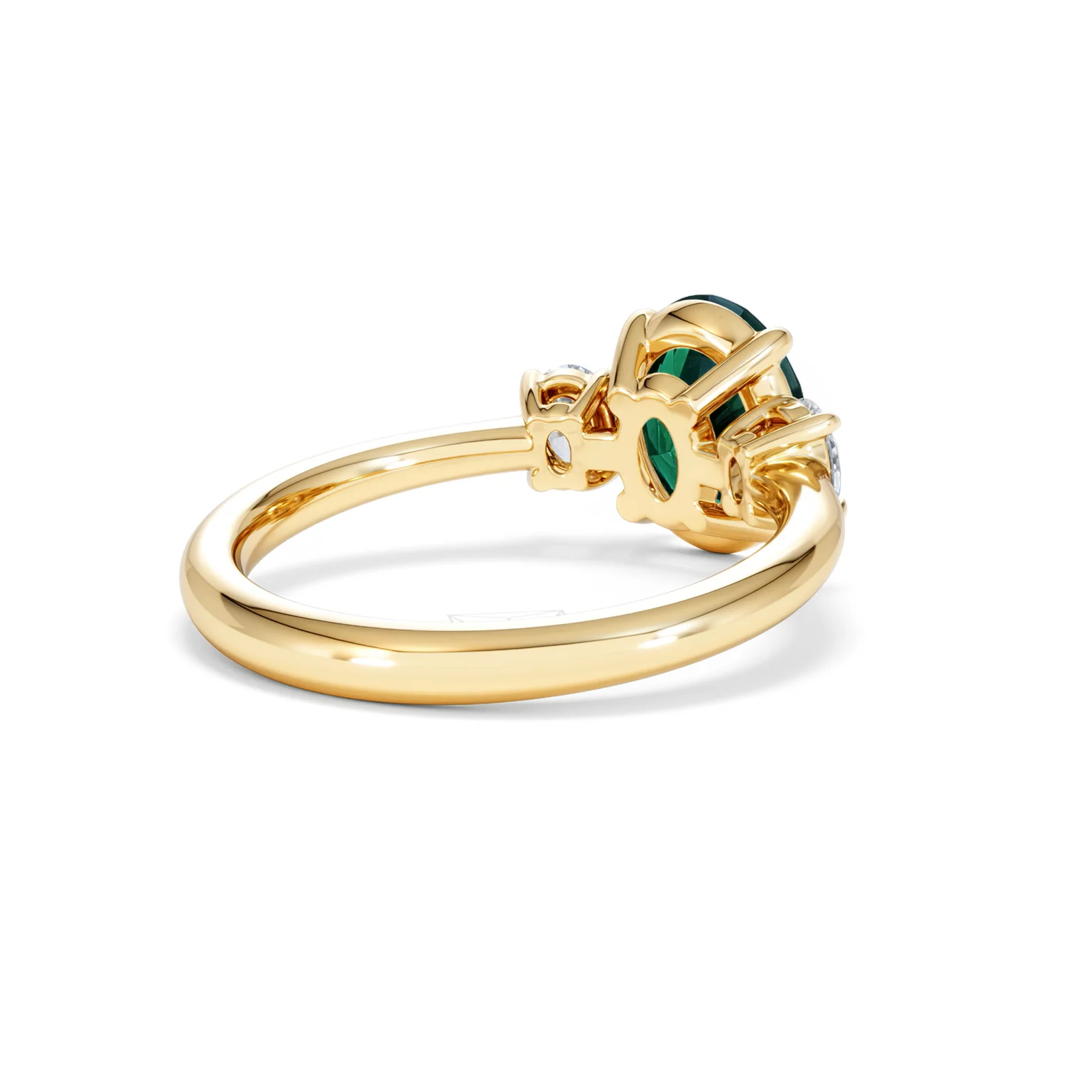 Solene 2.00ct Oval Lab Emerald and Lab Diamond 3 Stone Engagement Ring in 18K Yellow Gold - Image 41